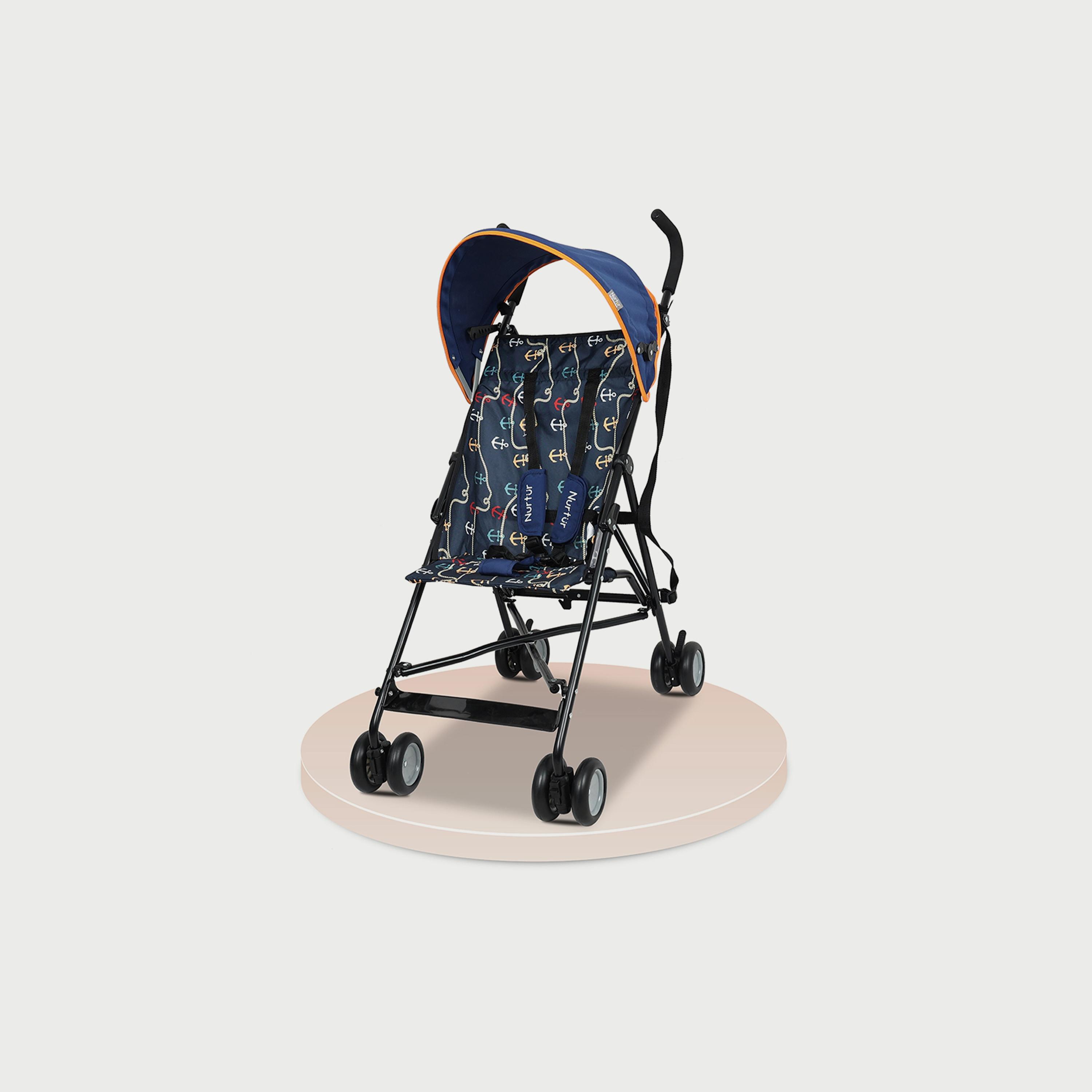 Nurtur Rex Buggy Lightweight Stroller with Compact Fold Canopy, Black-baby-gear-strollersandprams-strollers-image-1