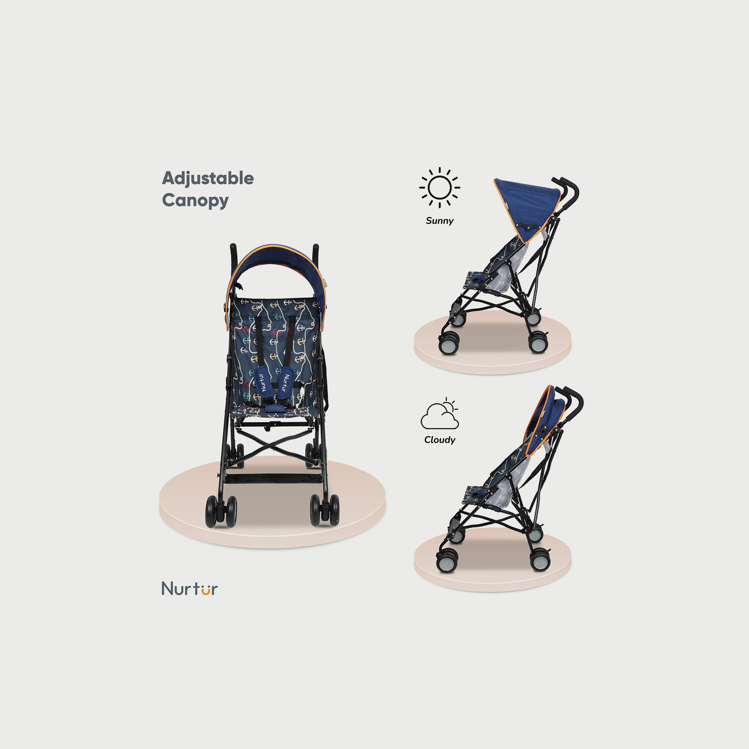 Nurtur Rex Buggy Lightweight Stroller with Compact Fold Canopy, Black-baby-gear-strollersandprams-strollers-image-3