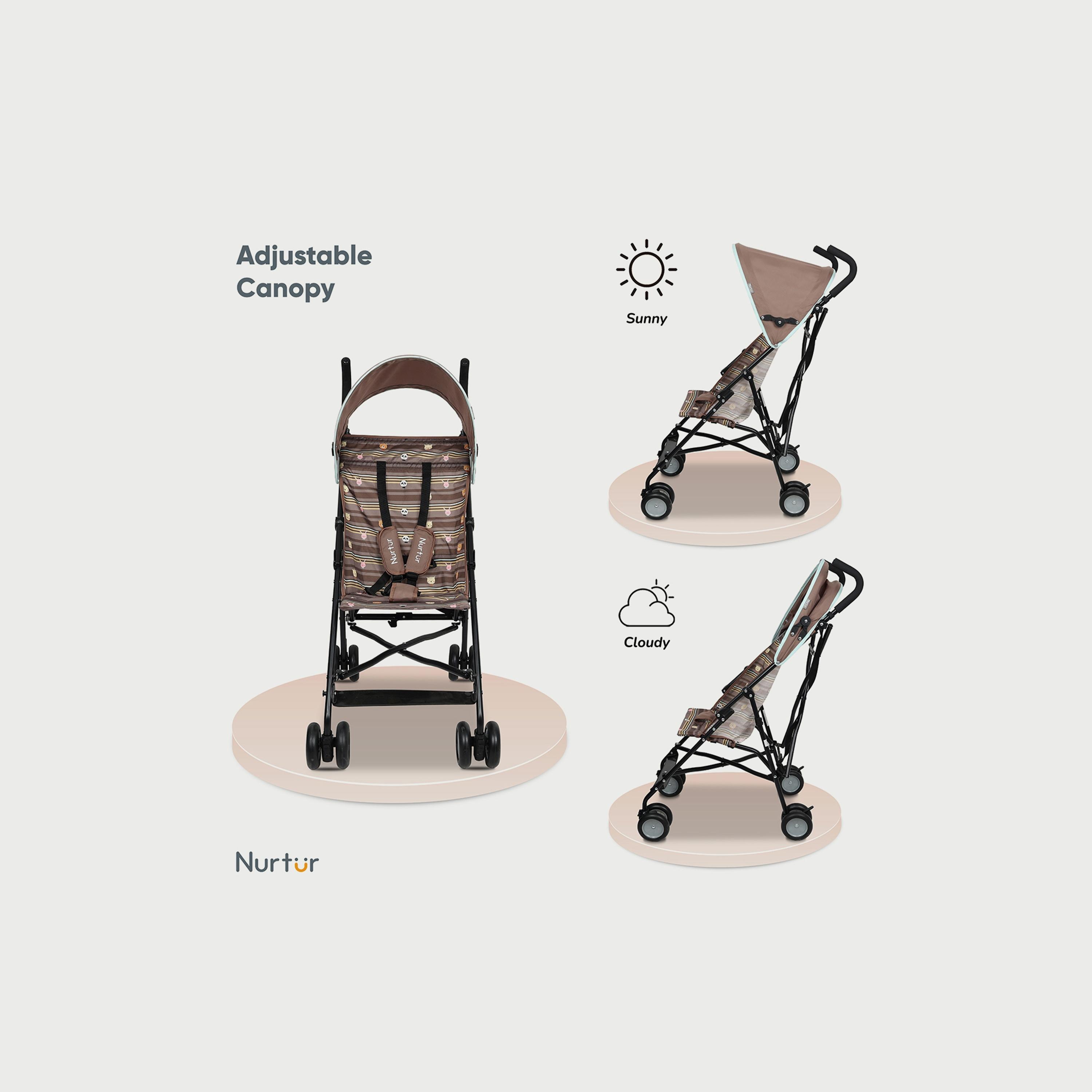 Nurtur Rex Buggy Lightweight Stroller with Compact Fold Canopy, Dark Blue-baby-gear-strollersandprams-strollers-image-2