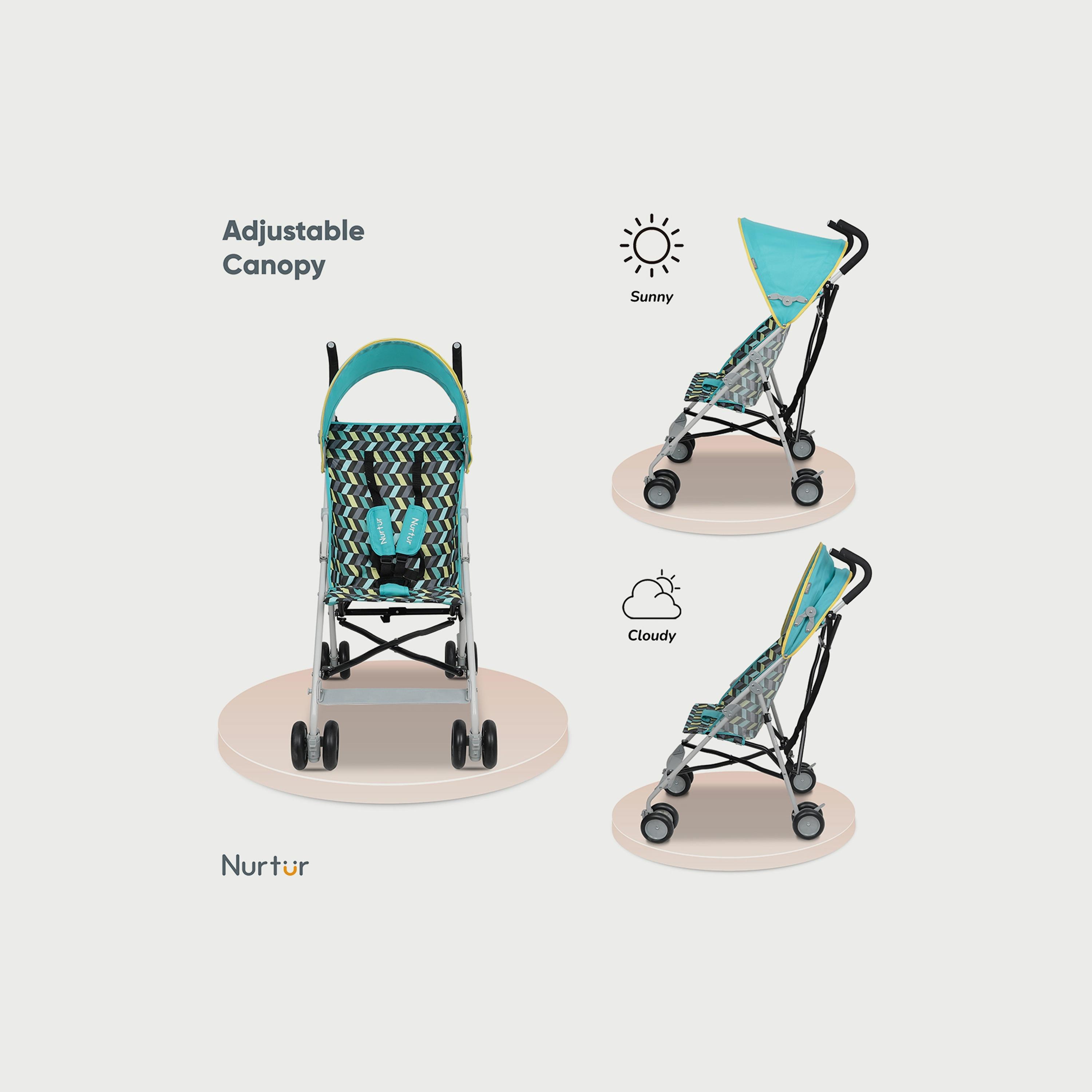 Nurtur Rex Buggy Lightweight Stroller with Compact Fold Canopy, Black/Red-baby-gear-strollersandprams-strollers-image-3