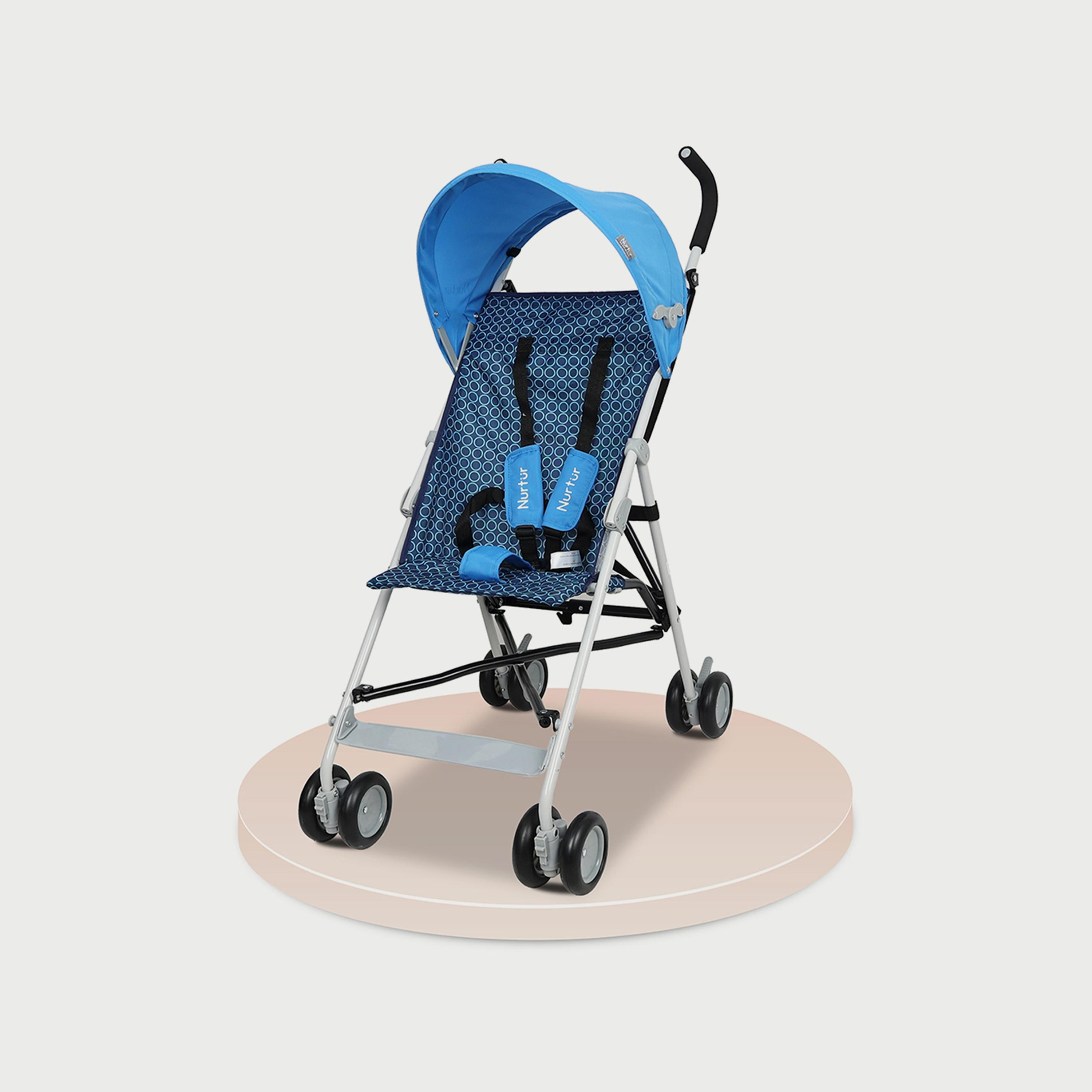 Nurtur Rex Buggy Lightweight Stroller with Compact Fold Canopy, Black/White-baby-gear-strollersandprams-strollers-image-1