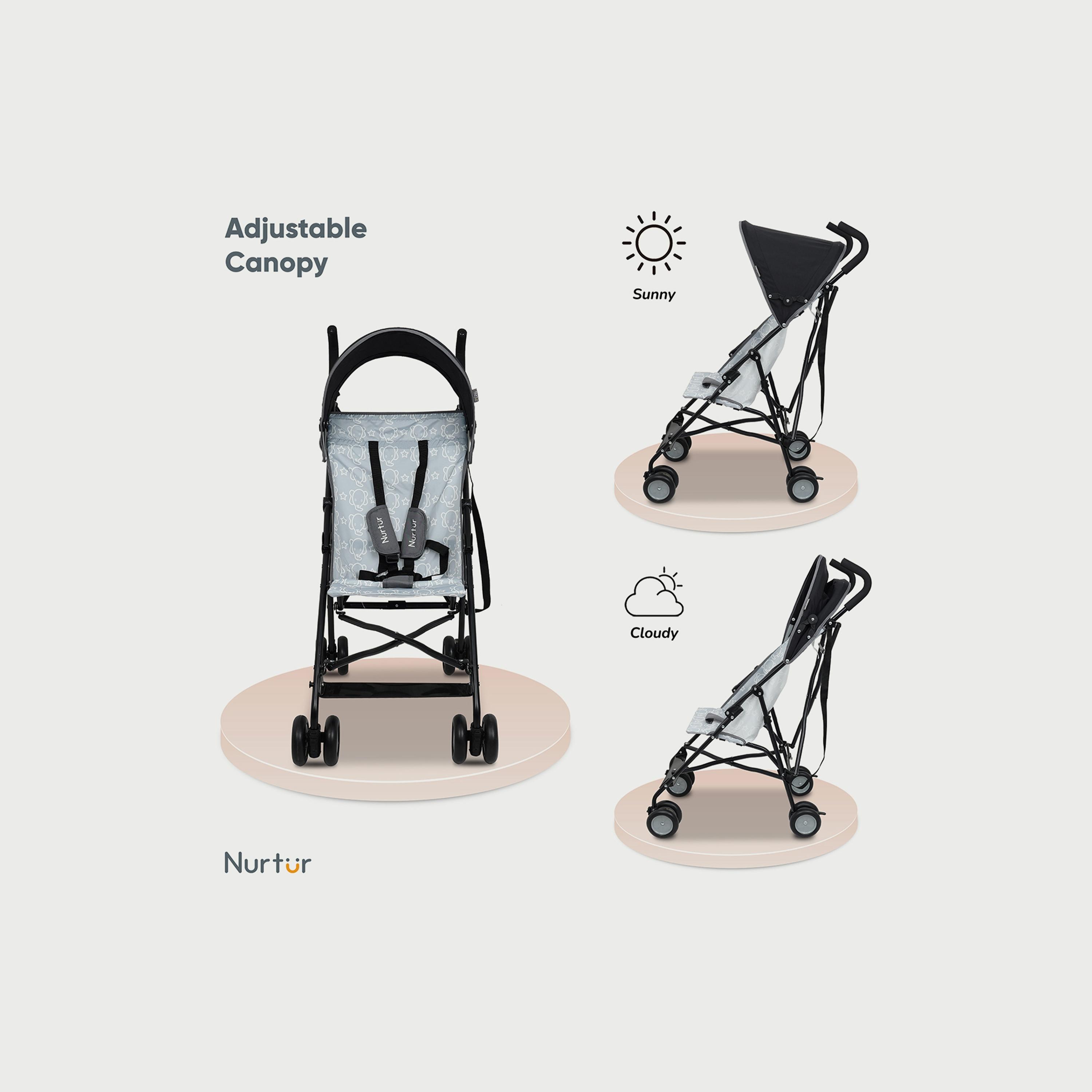 Nurtur Rex Buggy Lightweight Stroller with Compact Fold Canopy, Blue-baby-gear-strollersandprams-strollers-image-3