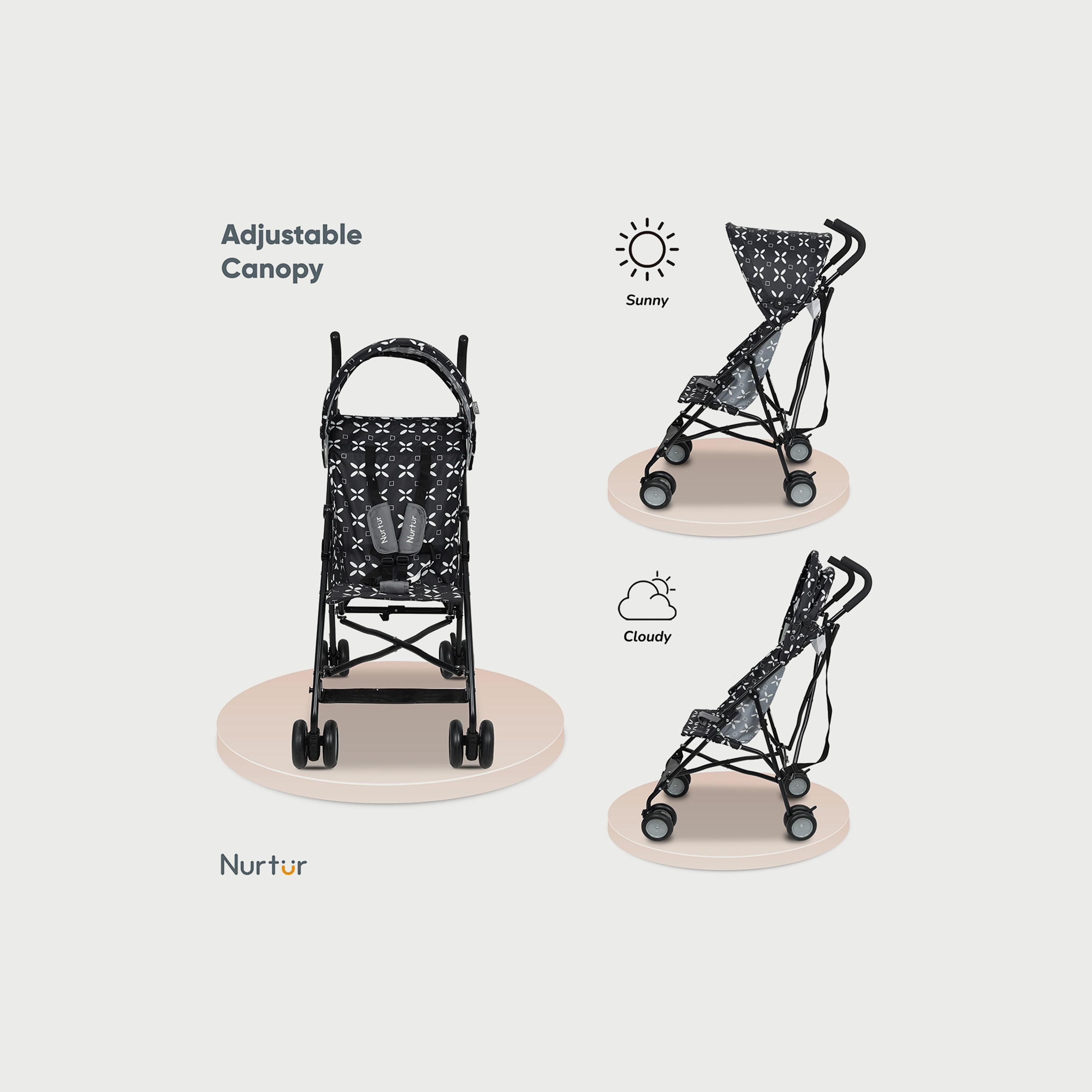Nurtur Rex Buggy Lightweight Stroller with Compact Fold Canopy, Brown-baby-gear-strollersandprams-strollers-image-3