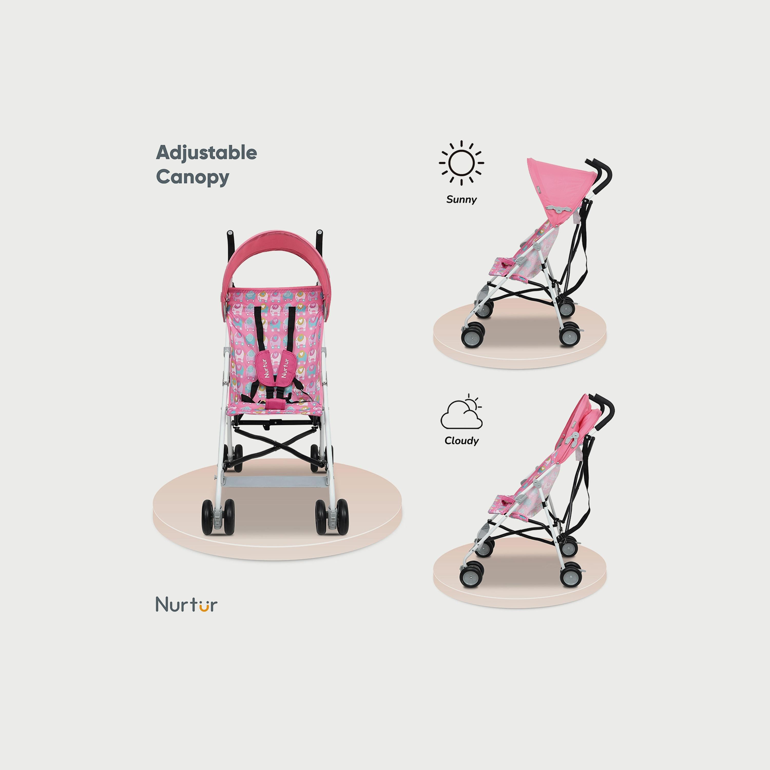 Nurtur Rex Buggy Lightweight Stroller with Compact Fold Canopy, Black/Grey-baby-gear-strollersandprams-strollers-image-3