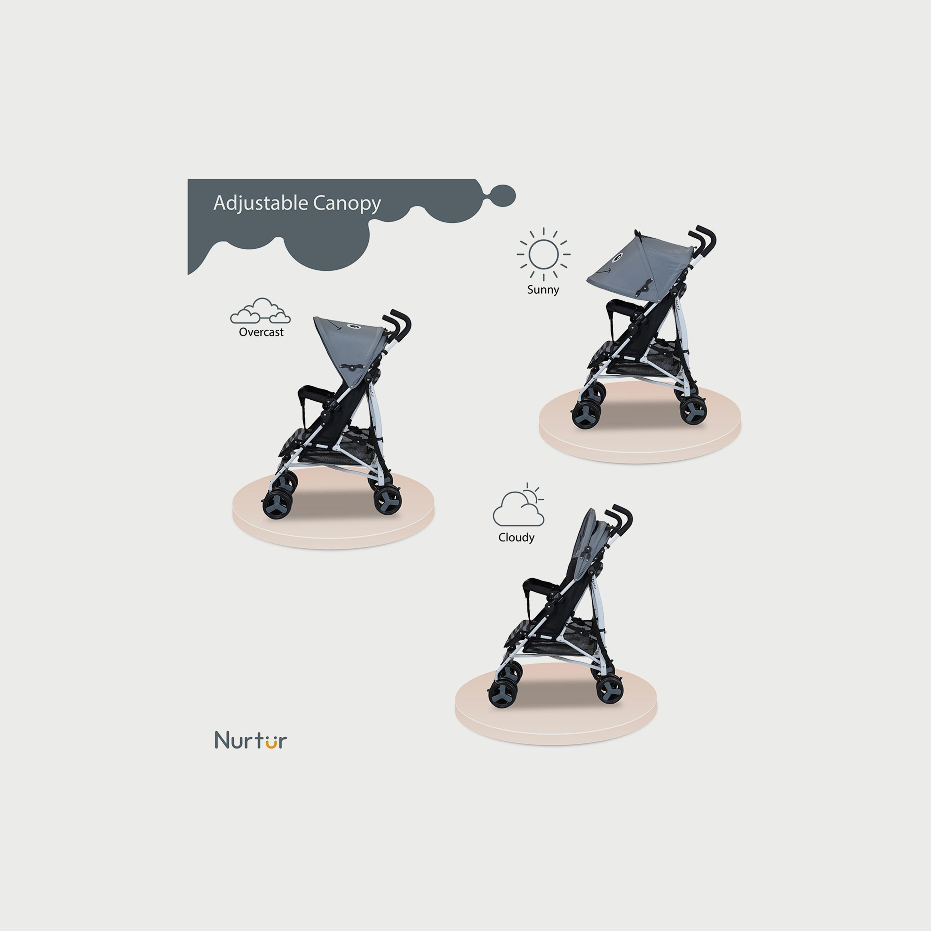 Nurtur Luca Lightweight Stroller with 5 Point Safety Harness, Bee-baby-gear-strollersandprams-strollers-image-3