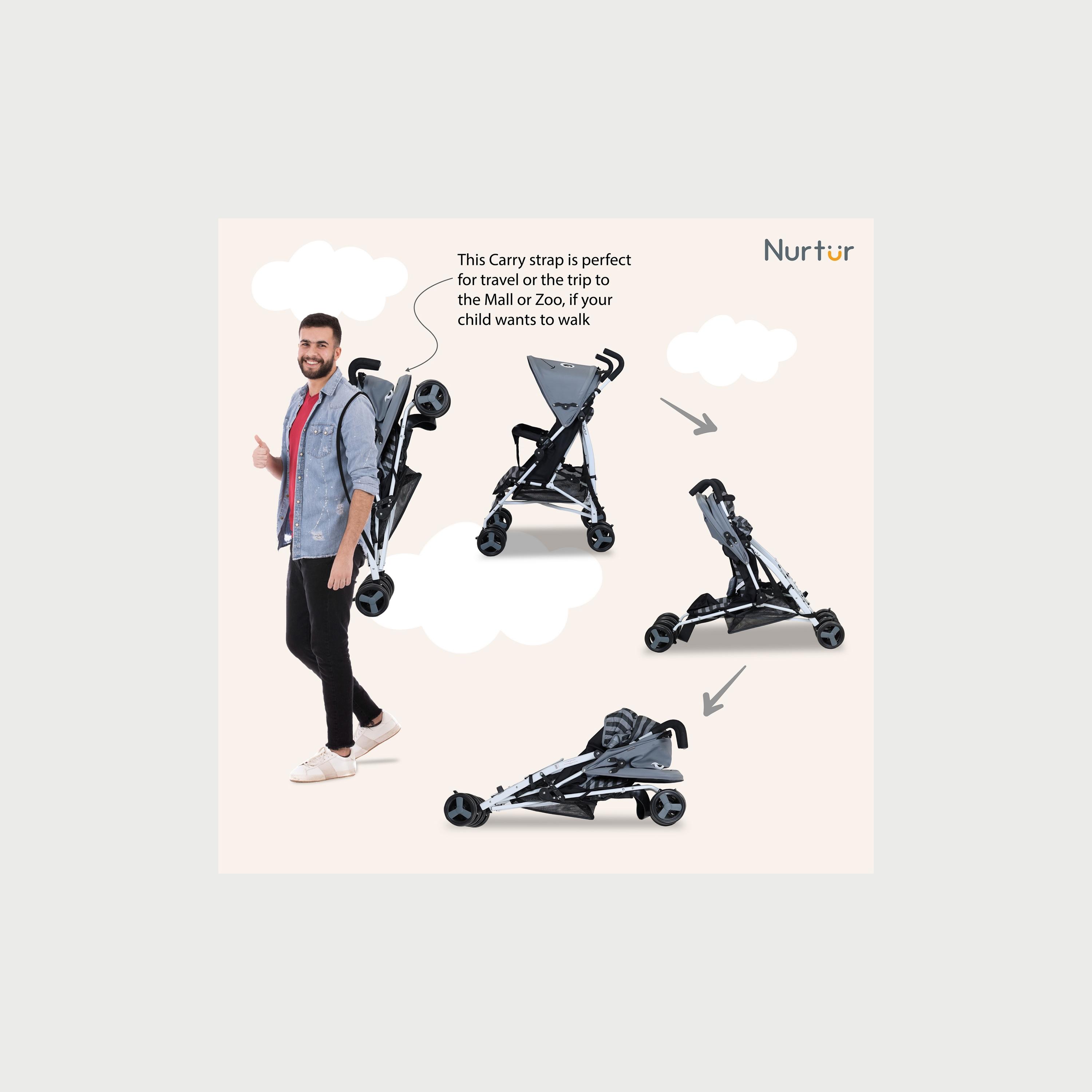 Nurtur Luca Lightweight Stroller with 5 Point Safety Harness, Bee-baby-gear-strollersandprams-strollers-image-5