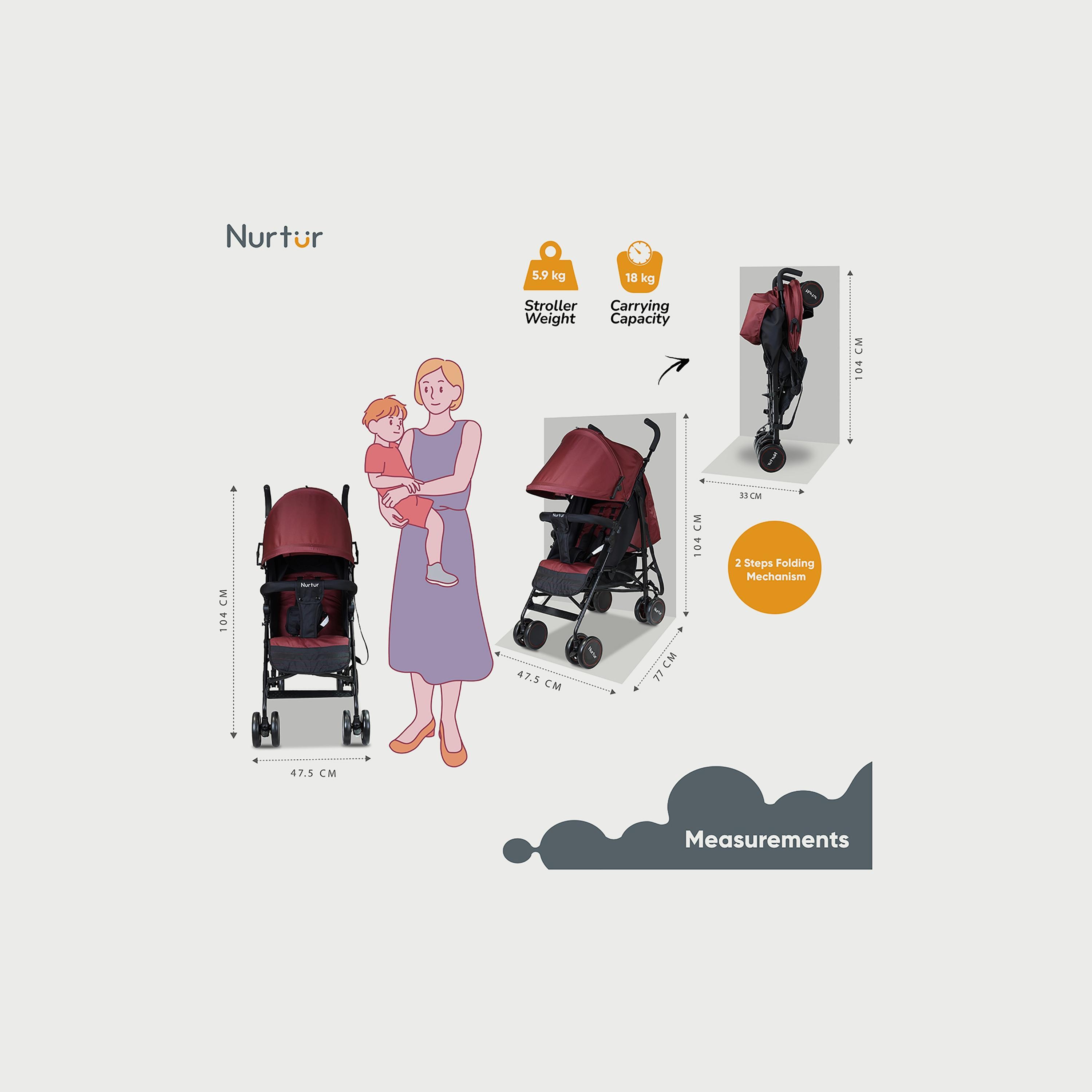 Nurtur Archer Lightweight Stroller with Storage Basket & Detachable Bumper-baby-gear-strollersandprams-strollers-image-3