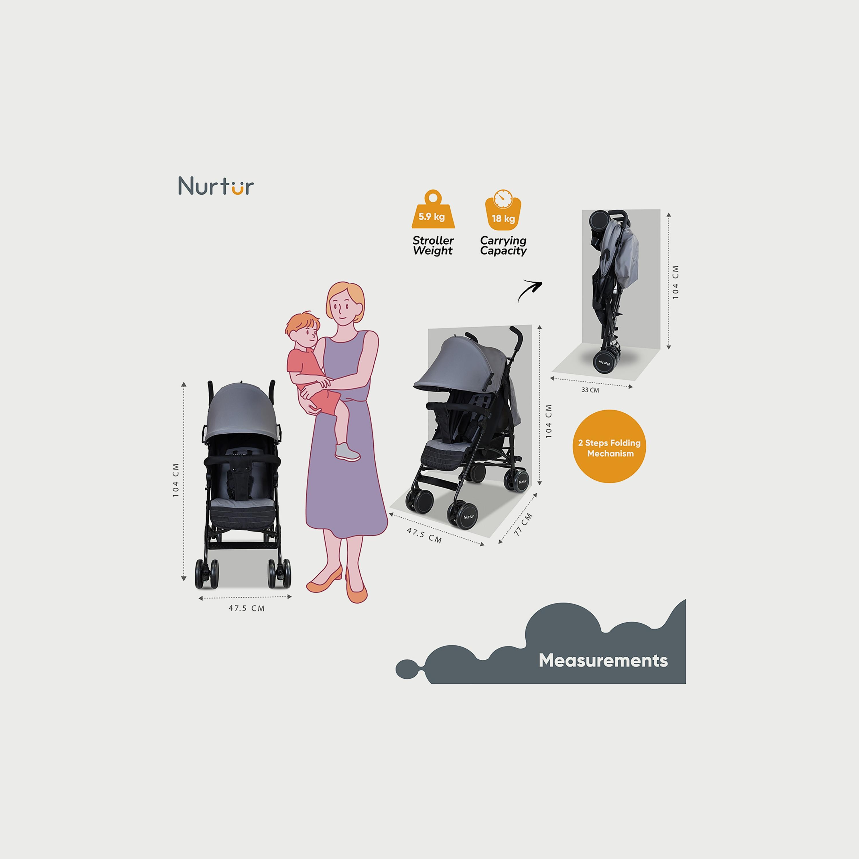 Nurtur Archer Lightweight Stroller with Storage Basket & Detachable Bumper-baby-gear-strollersandprams-strollers-image-3