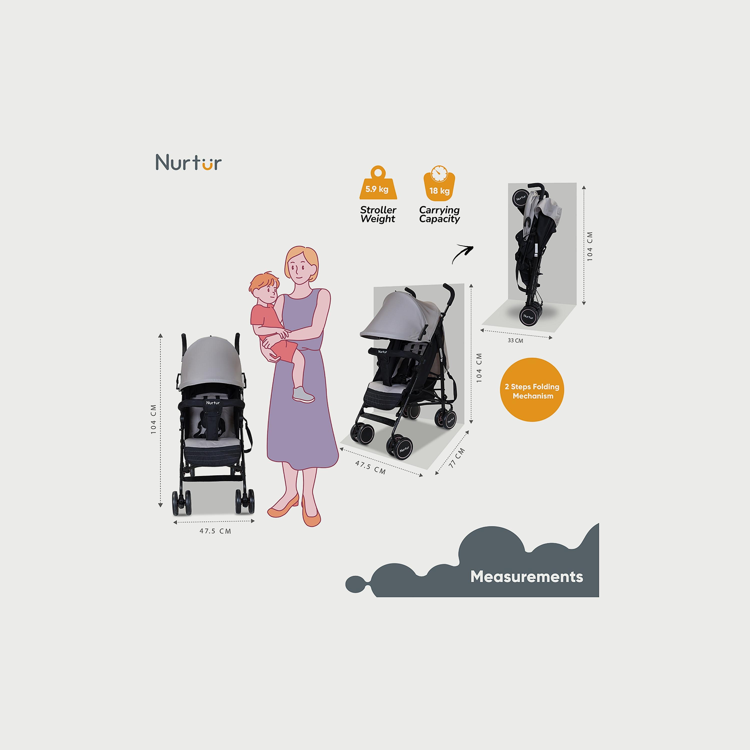 Nurtur Archer Lightweight Stroller with Storage Basket & Detachable Bumper-baby-gear-strollersandprams-strollers-image-3