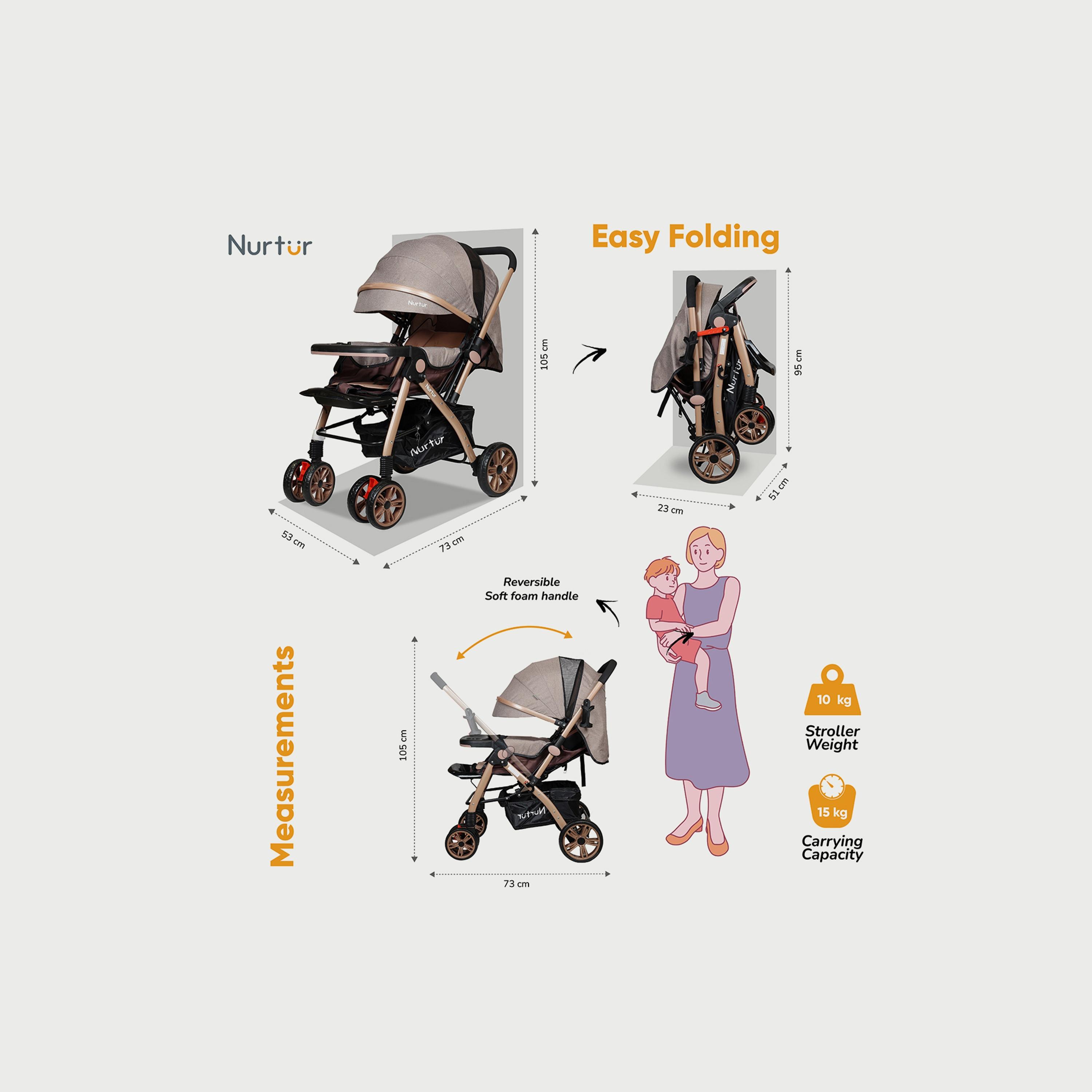 Nurtur Wilder Travel Stroller with Adjustable Backrest & Reversible Handle-baby-gear-strollersandprams-strollers-image-3