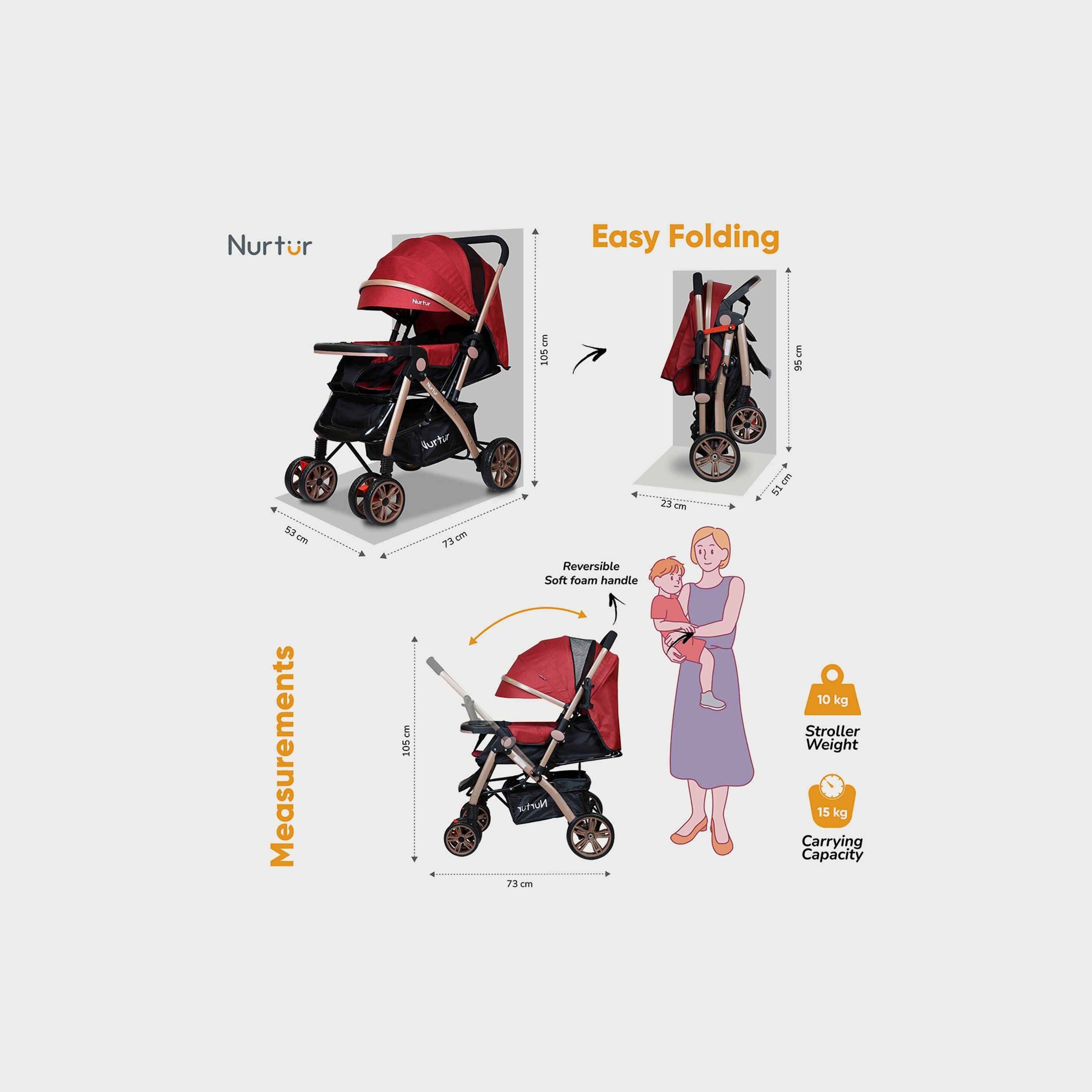 Nurtur Wilder Travel Stroller with Adjustable Backrest & Reversible Handle-baby-gear-strollersandprams-strollers-image-3