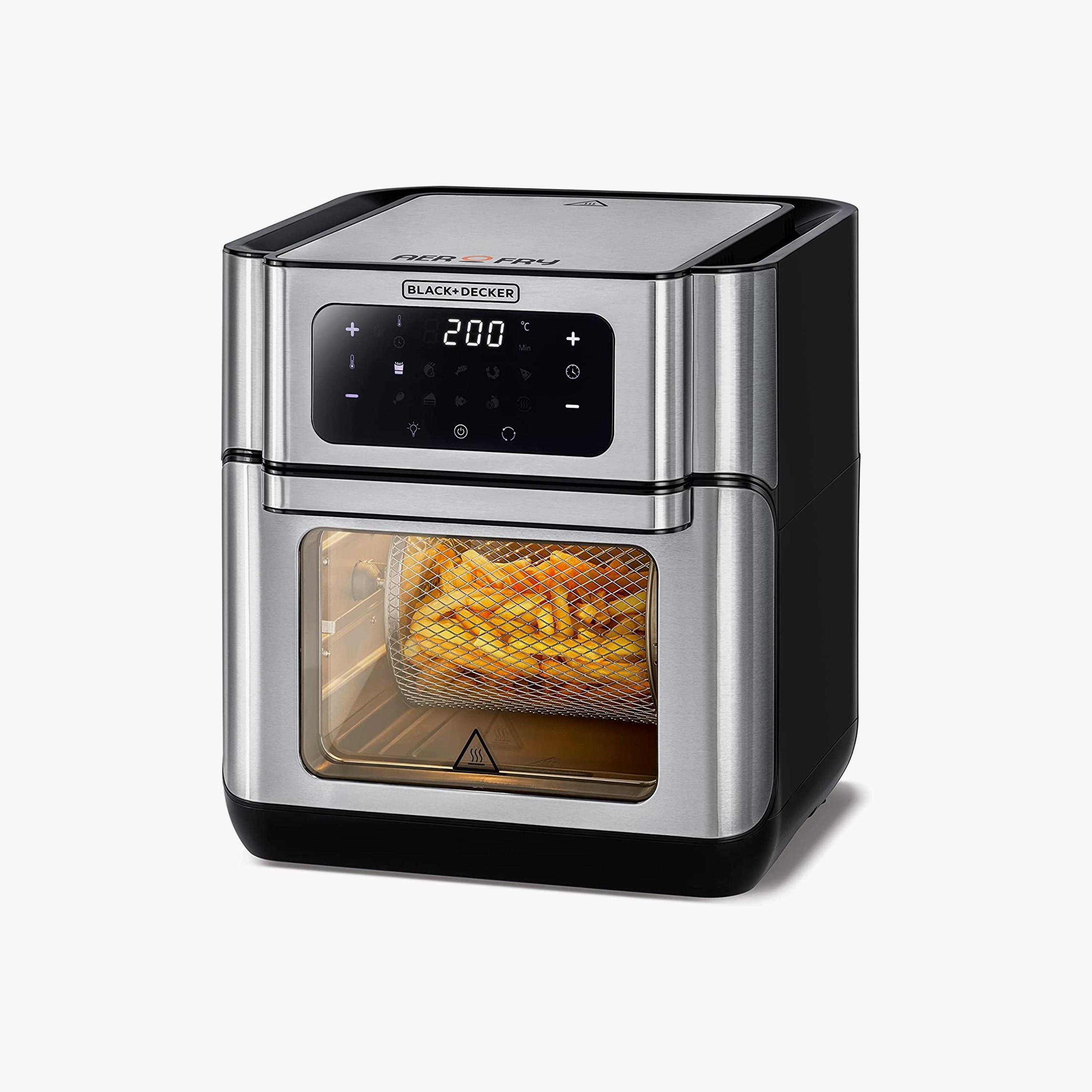 فرن المقلاة الهوائية الرقمية من بلاك اند ديكر XL بلون فضي مع 1500 واط و 12 لتر | AOF100-B5-household-appliances-kitchenappliances-foodprocessors-image-1
