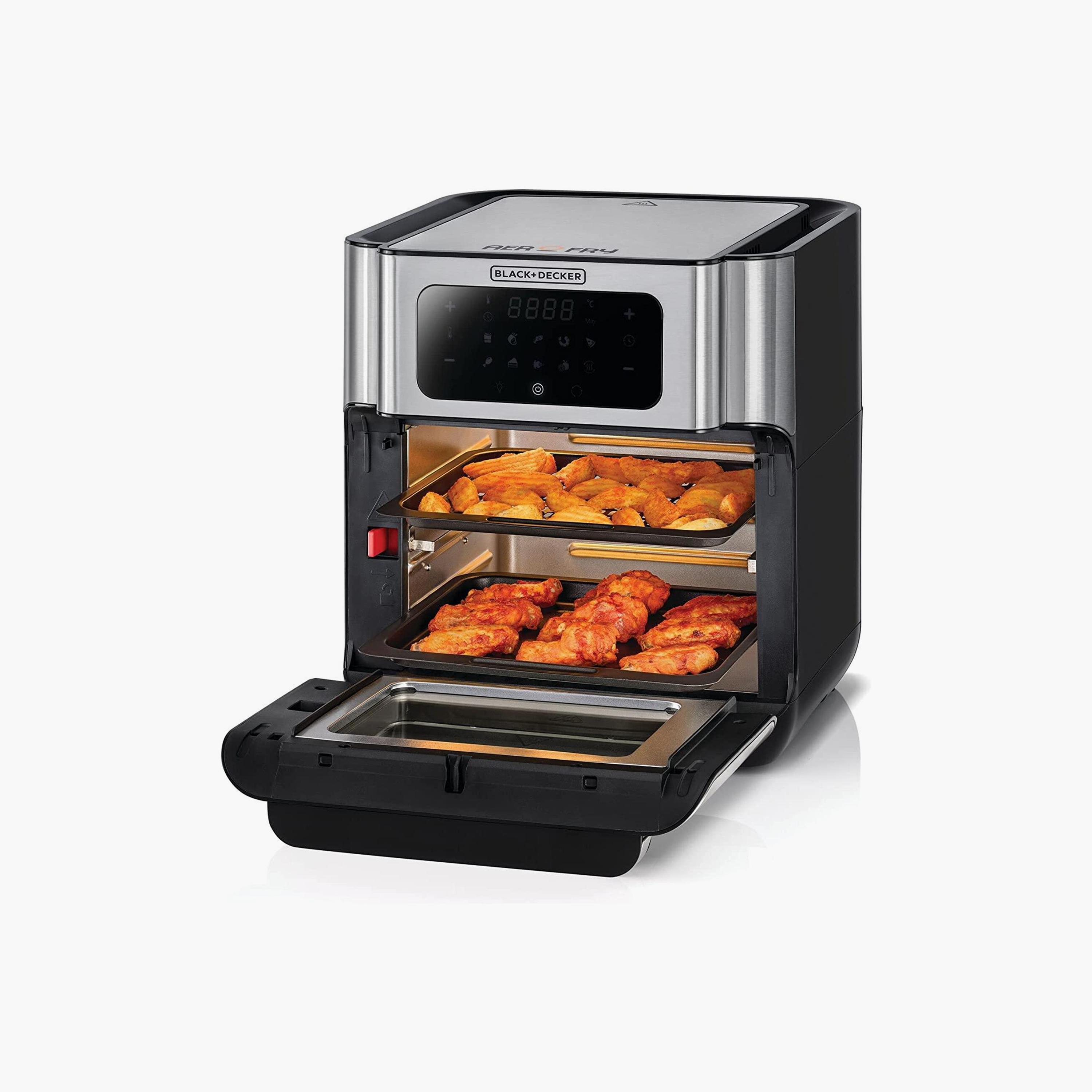 فرن المقلاة الهوائية الرقمية من بلاك اند ديكر XL بلون فضي مع 1500 واط و 12 لتر | AOF100-B5-household-appliances-kitchenappliances-foodprocessors-image-2
