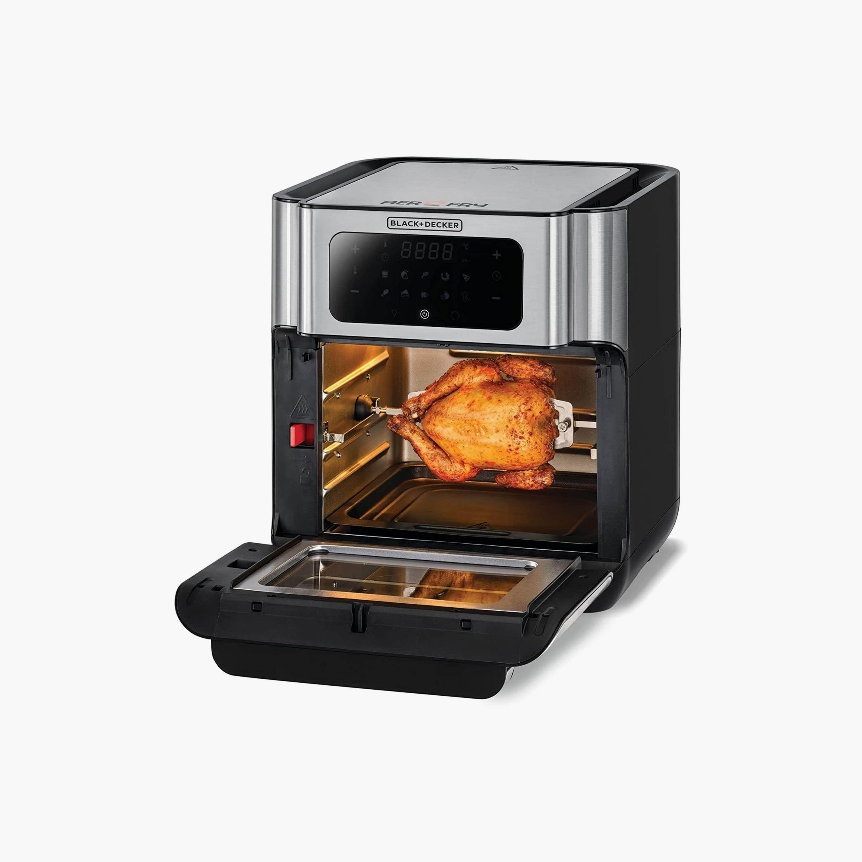 فرن المقلاة الهوائية الرقمية من بلاك اند ديكر XL بلون فضي مع 1500 واط و 12 لتر | AOF100-B5-household-appliances-kitchenappliances-foodprocessors-image-3