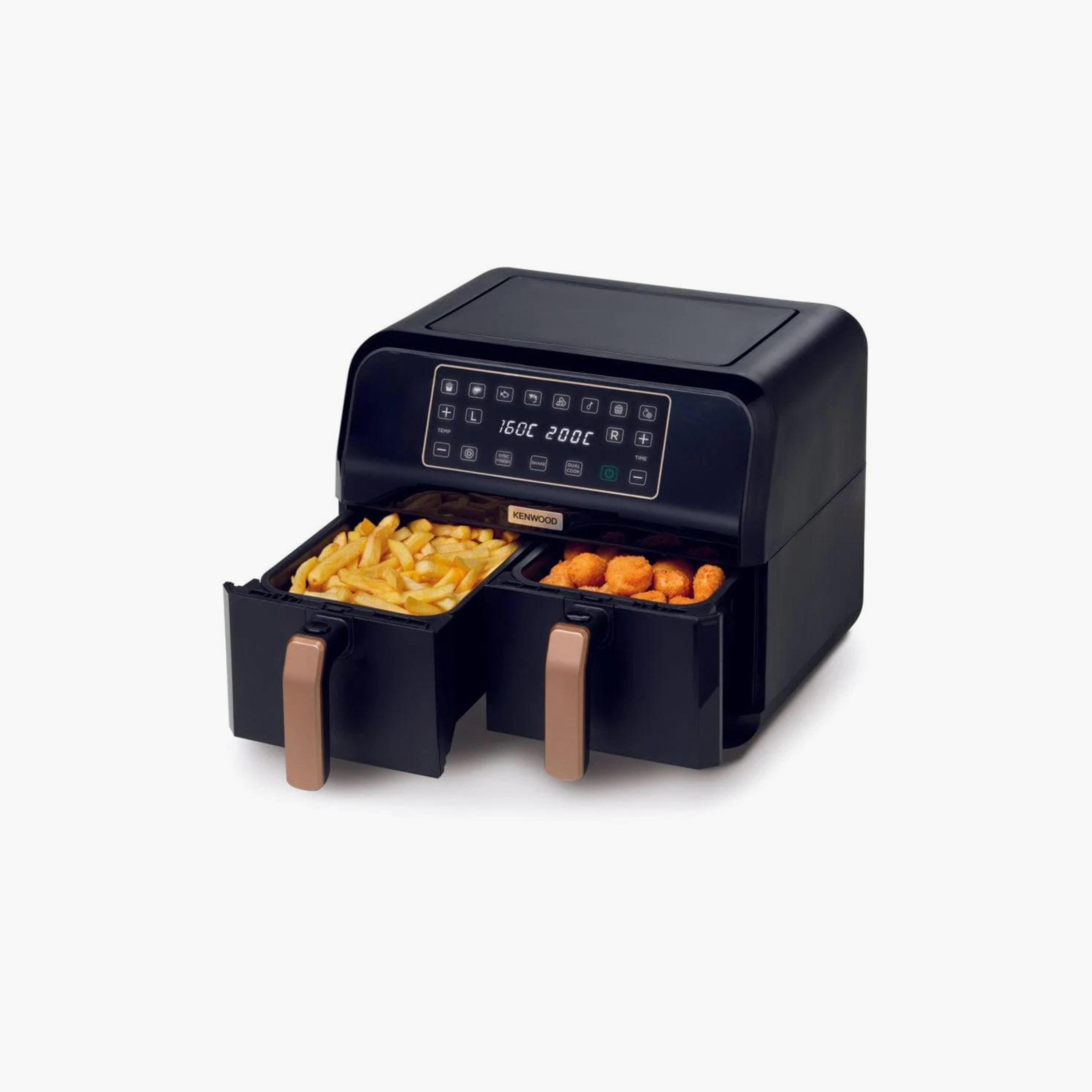 Kenwood Digital Twin Air Fryer 4L 1.7kg Black & Gold | HFP70.000BK-household-appliances-kitchenappliances-foodprocessors-image-1