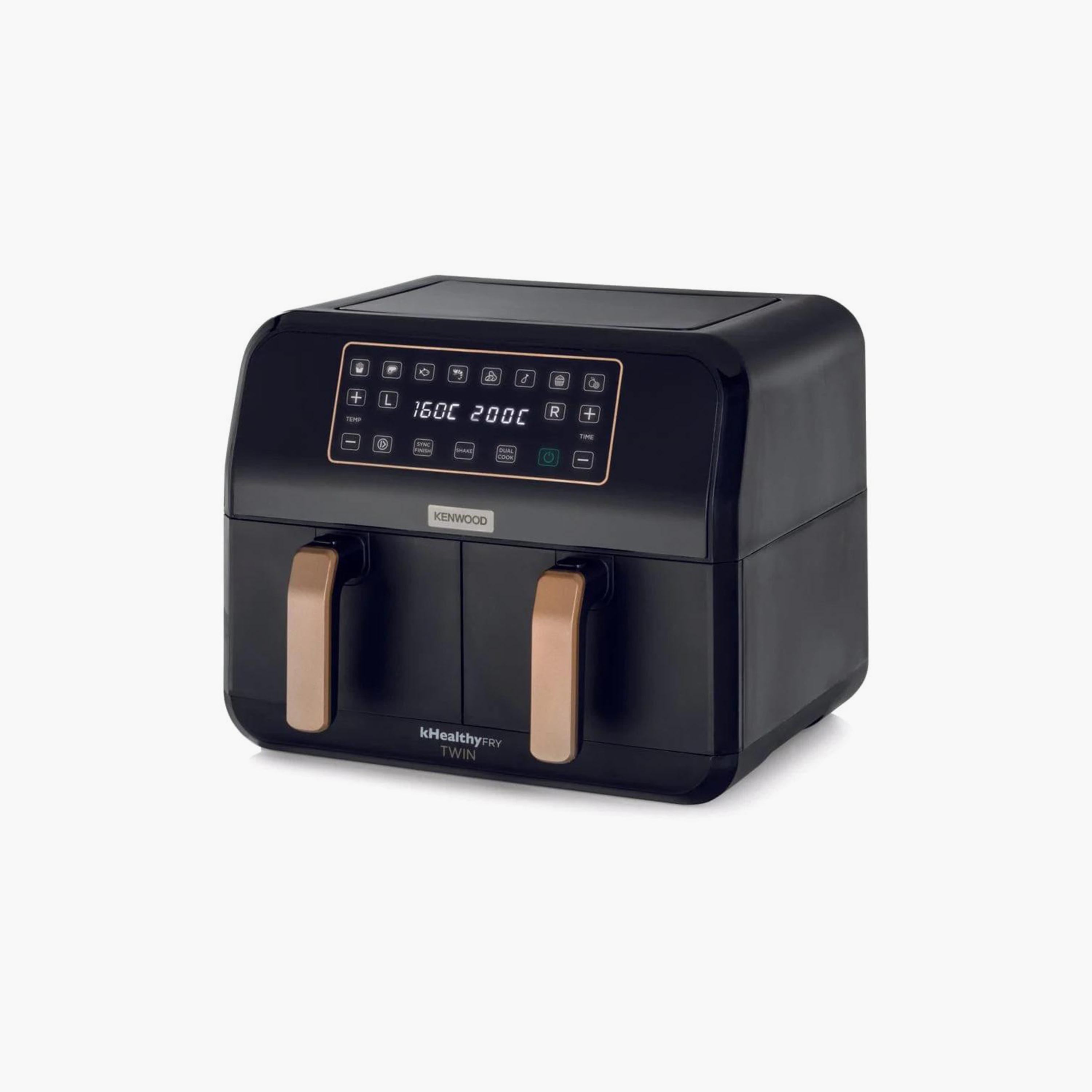Kenwood Digital Twin Air Fryer 4L 1.7kg Black & Gold | HFP70.000BK-household-appliances-kitchenappliances-foodprocessors-image-2