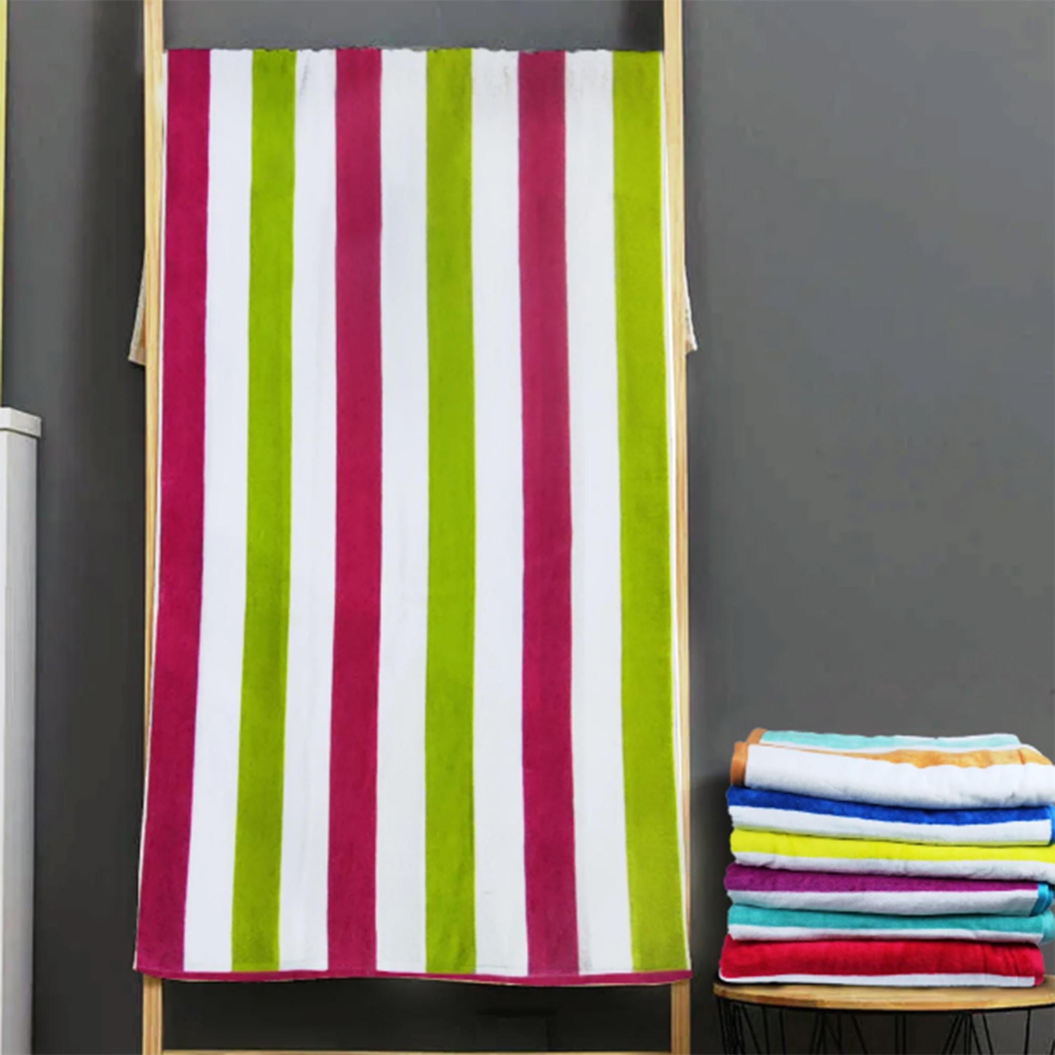 Ultima Cotton Multistripe Reversible Wave Pool Towel - 90x180 cm-hbxbathroom-bathroomtextiles-image-1