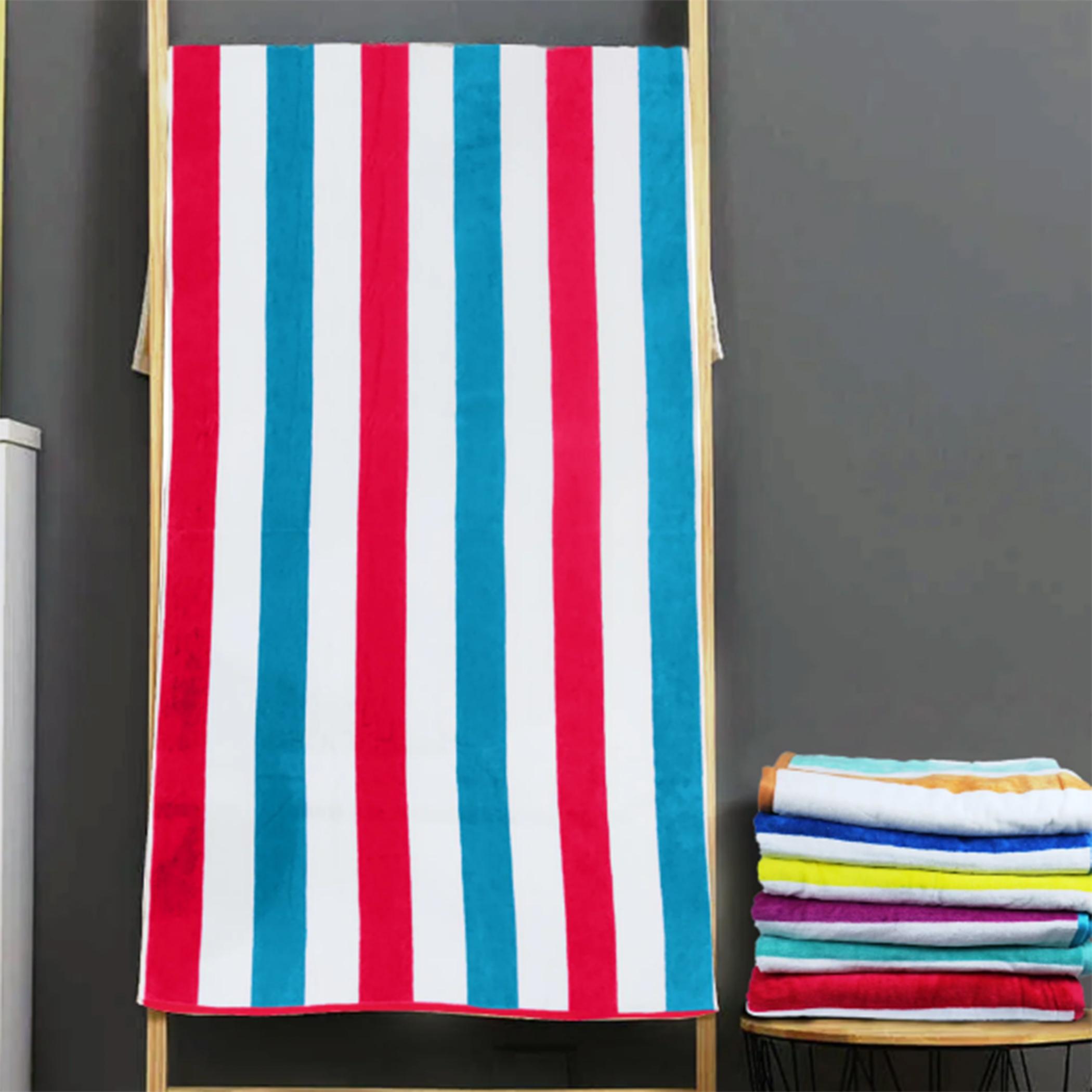 Ultima Cotton Multistripe Reversible Wave Pool Towel - 90x180 cm-hbxbathroom-bathroomtextiles-image-1