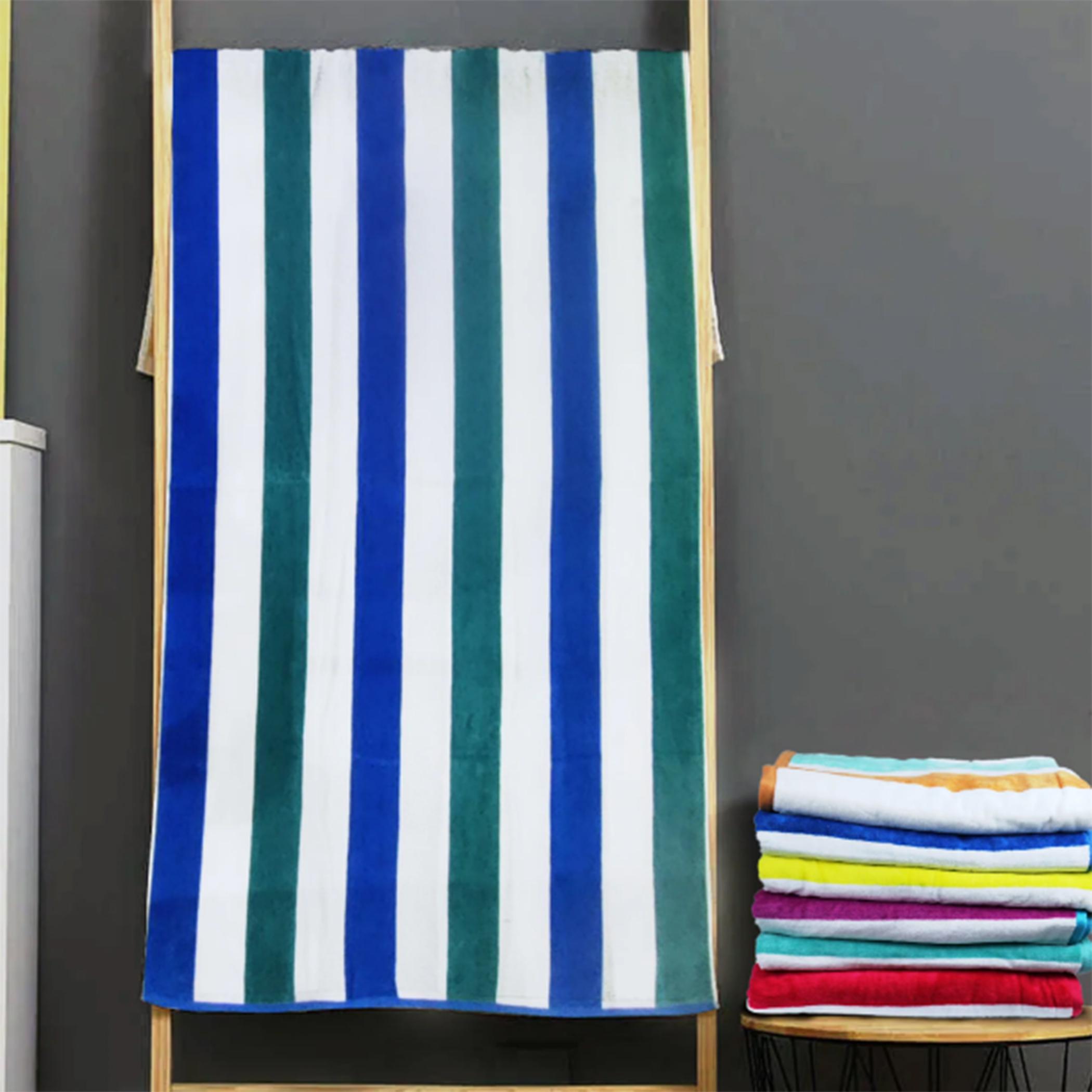 Ultima Cotton Multistripe Reversible Wave Pool Towel - 90x180 cm-hbxbathroom-bathroomtextiles-image-1