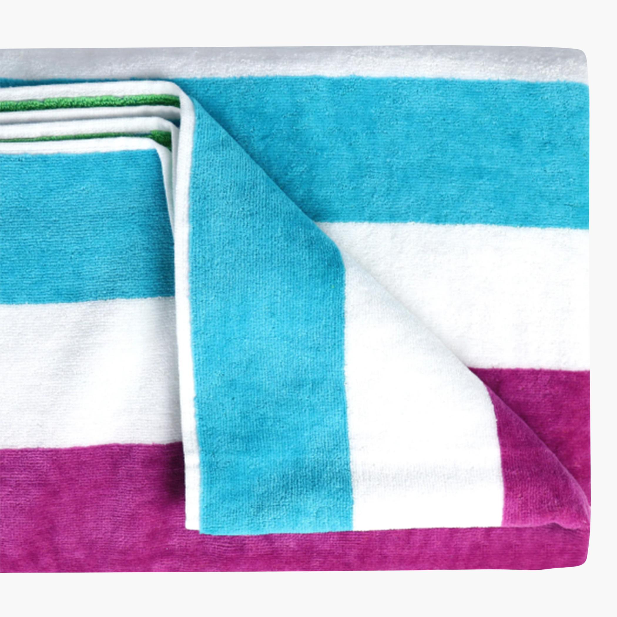 Ultima Cotton Multistripe Reversible Wave Pool Towel - 90x180 cm-hbxbathroom-bathroomtextiles-image-2