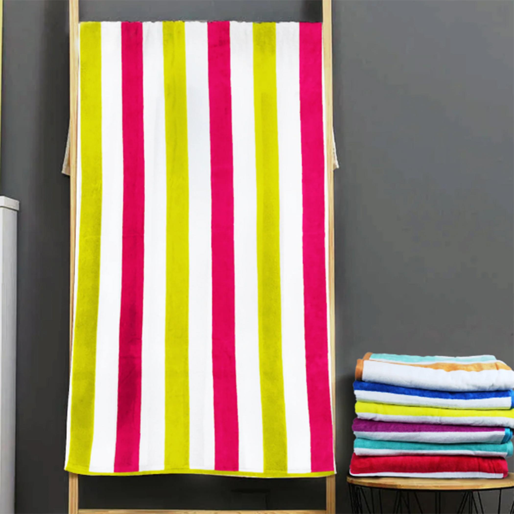 Ultima Cotton Multistripe Reversible Wave Pool Towel - 90x180 cm-hbxbathroom-bathroomtextiles-image-1