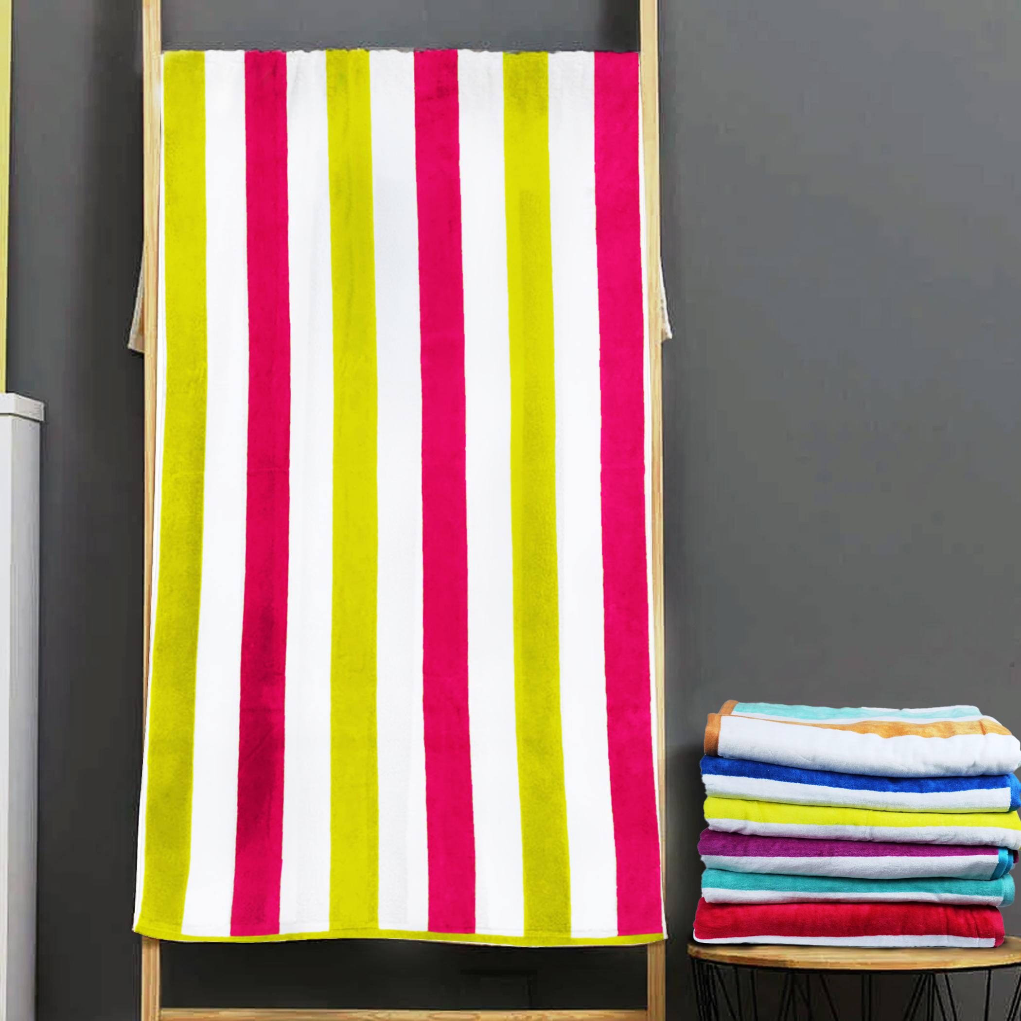Ultima Cotton Oversized Reversible Striped Pool Bath Towel - 90x180 cm-hbxbathroom-bathroomtextiles-image-1