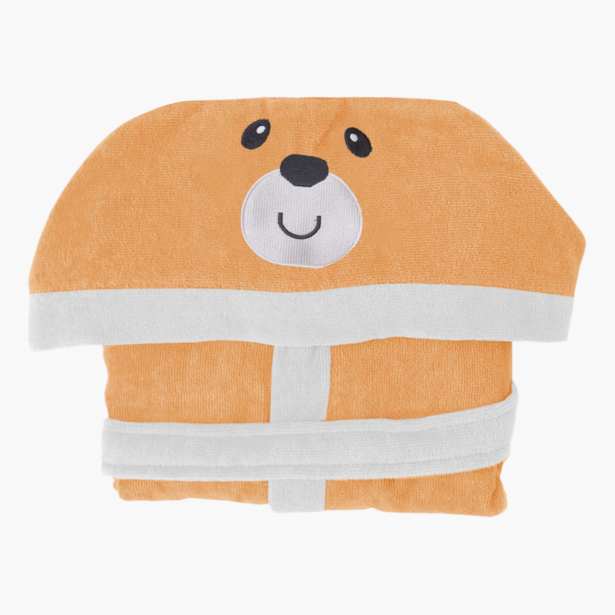 Ultima Bear Embroidered Kids' Bathrobe with Hood and Tie-Up Belt - 6-8 Years-hbxhomeware-kidsessentials-kidsbathrobes-image-1