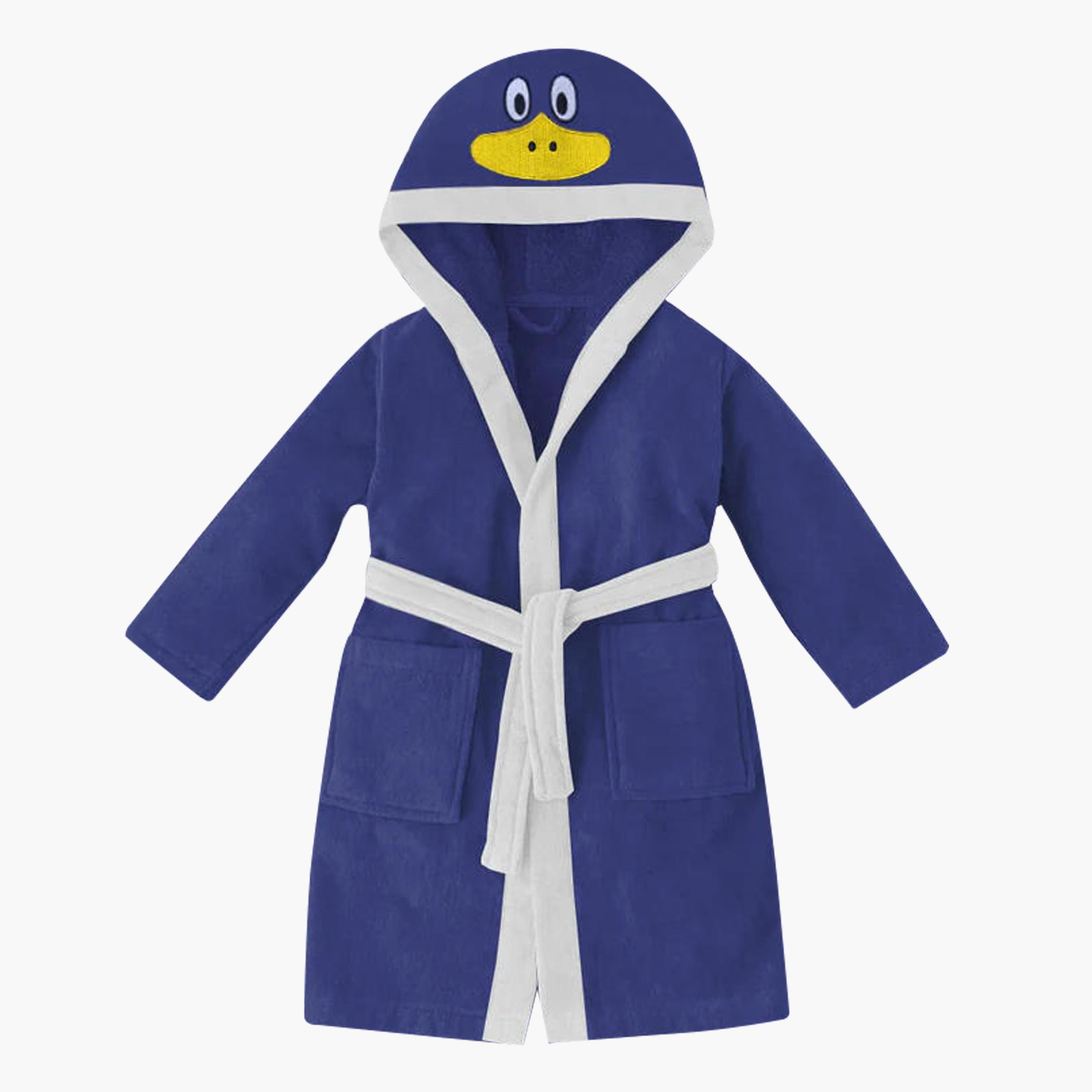 Ultima Duck Embroidered Kids' Bathrobe with Hood and Tie-Up Belt - 12-14 Years-hbxhomeware-kidsessentials-kidsbathrobes-image-3