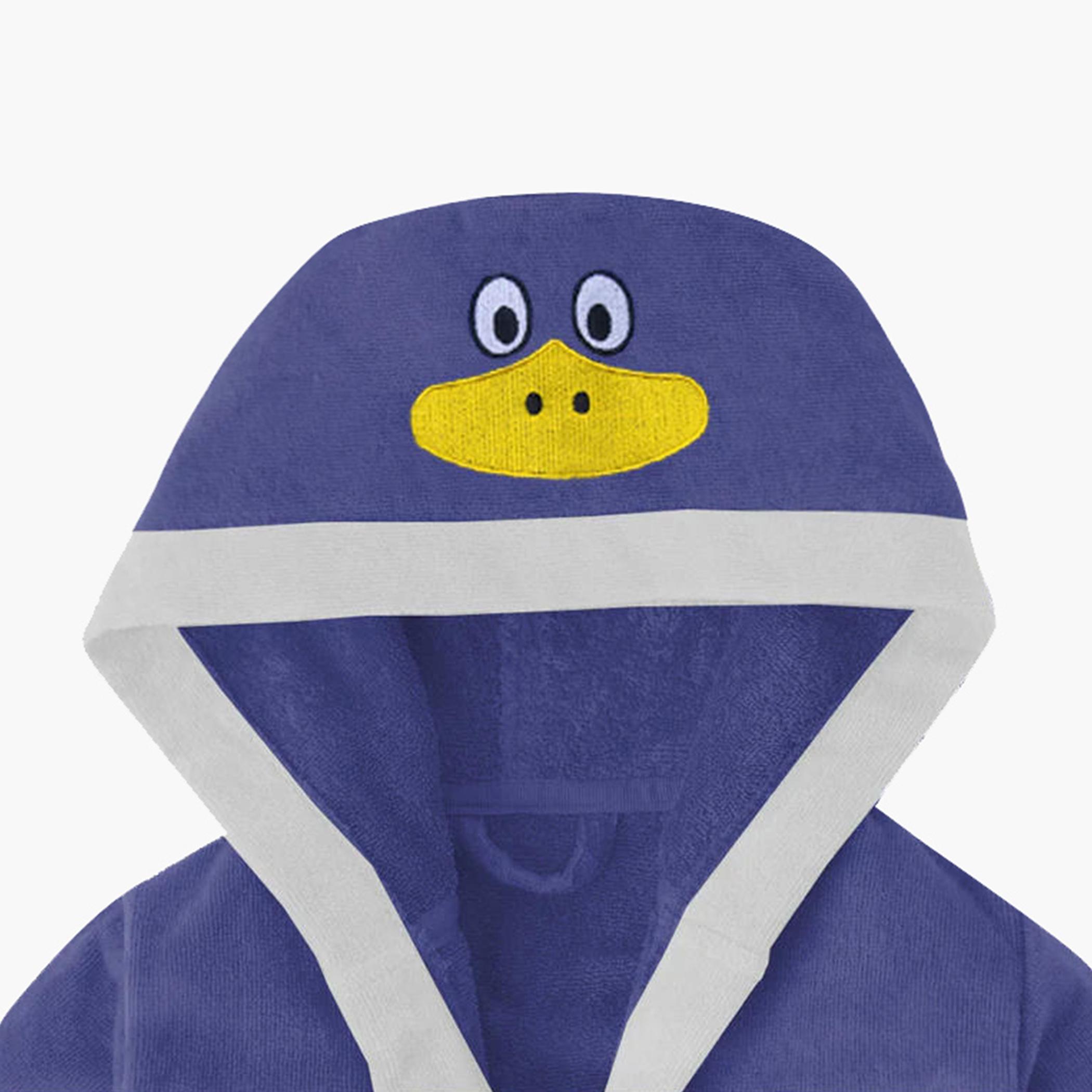 Ultima Duck Embroidered Kids' Bathrobe with Hood and Tie-Up Belt - 12-14 Years-hbxhomeware-kidsessentials-kidsbathrobes-image-4