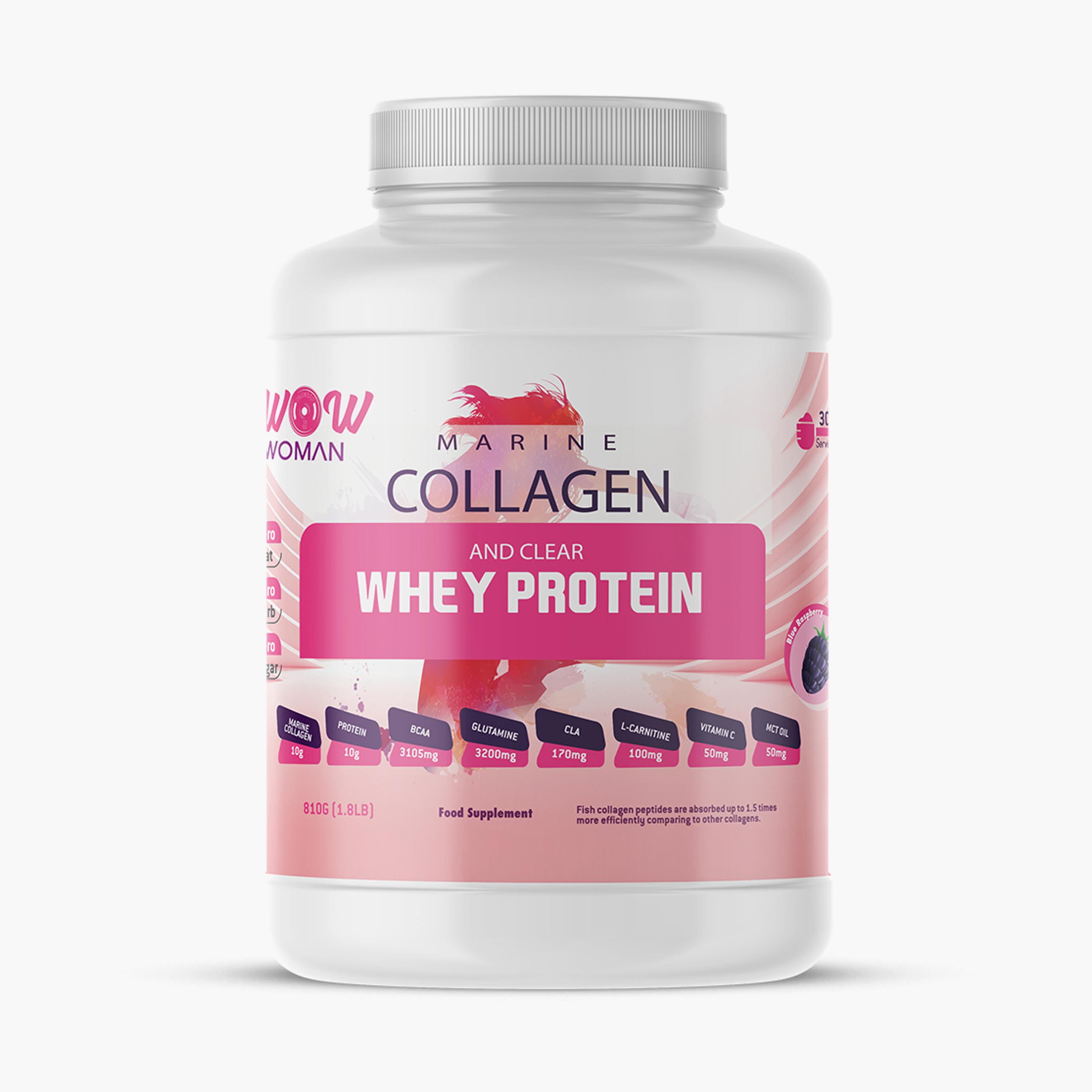 Wow Woman Marine Collagen and Clear Whey Protein, Blue Raspberry, 1.8 LB-sports-nutrition-vitaminshealthsupplements-image-1