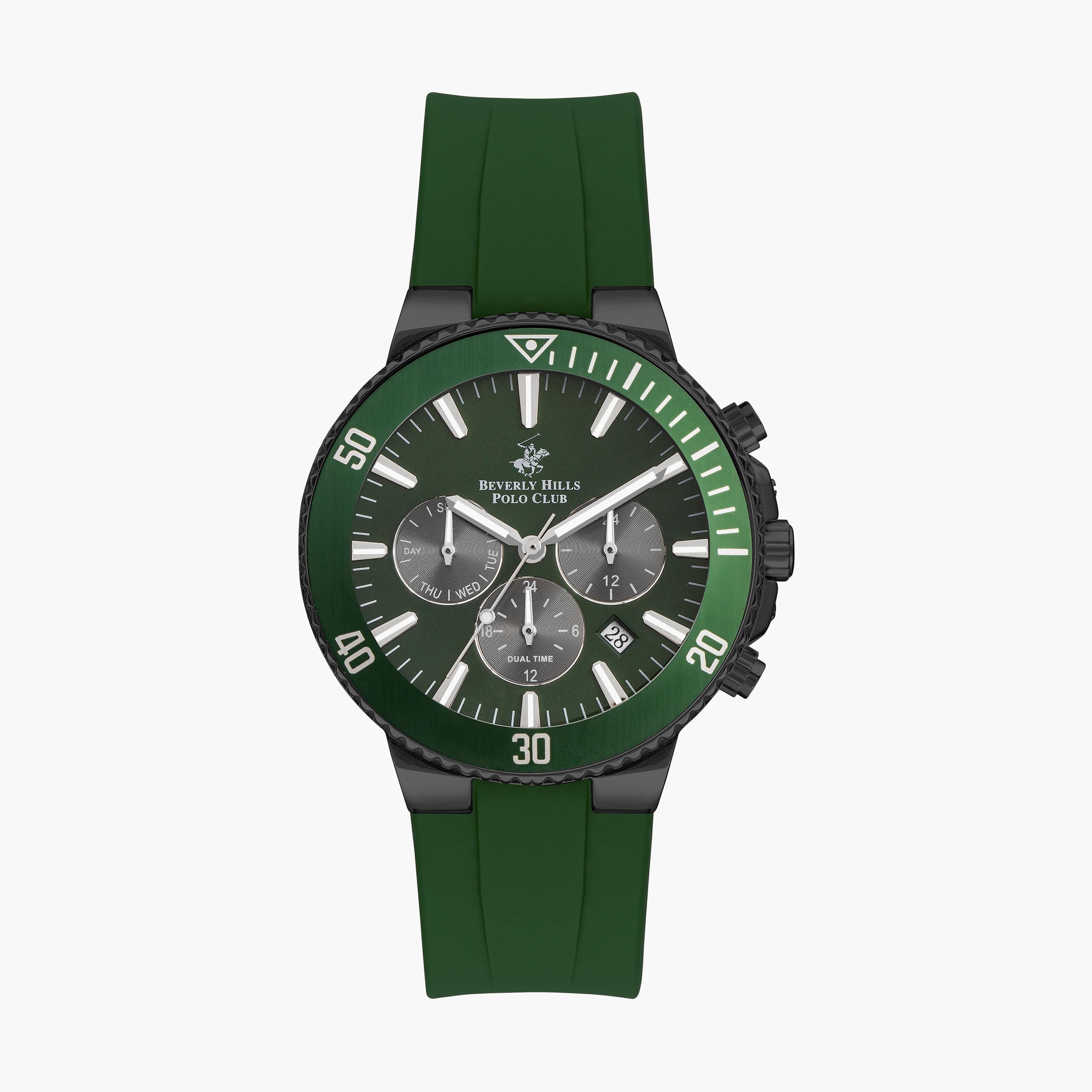 Beverly Hills Polo Club Men's Green Chronograph Silicone Strap Watch | BP3248X.657-men-watchesandjewellery-watches-image-1