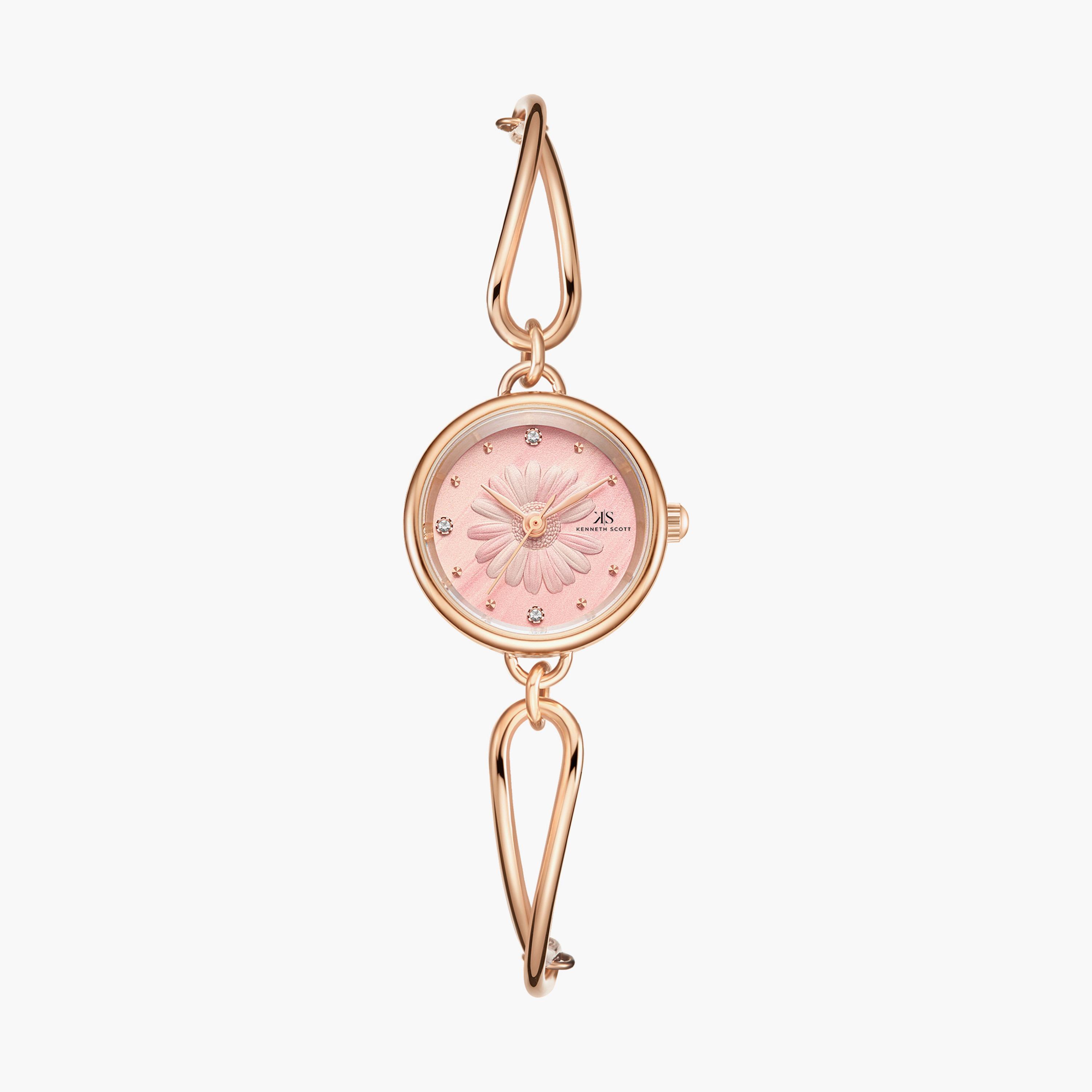 ساعة انالوج بسوار الستانلس ستيل بلون ذهبي وردي من كينيث سكوت | K23505-RBKK-women-watchesandjewellery-watches-image-1