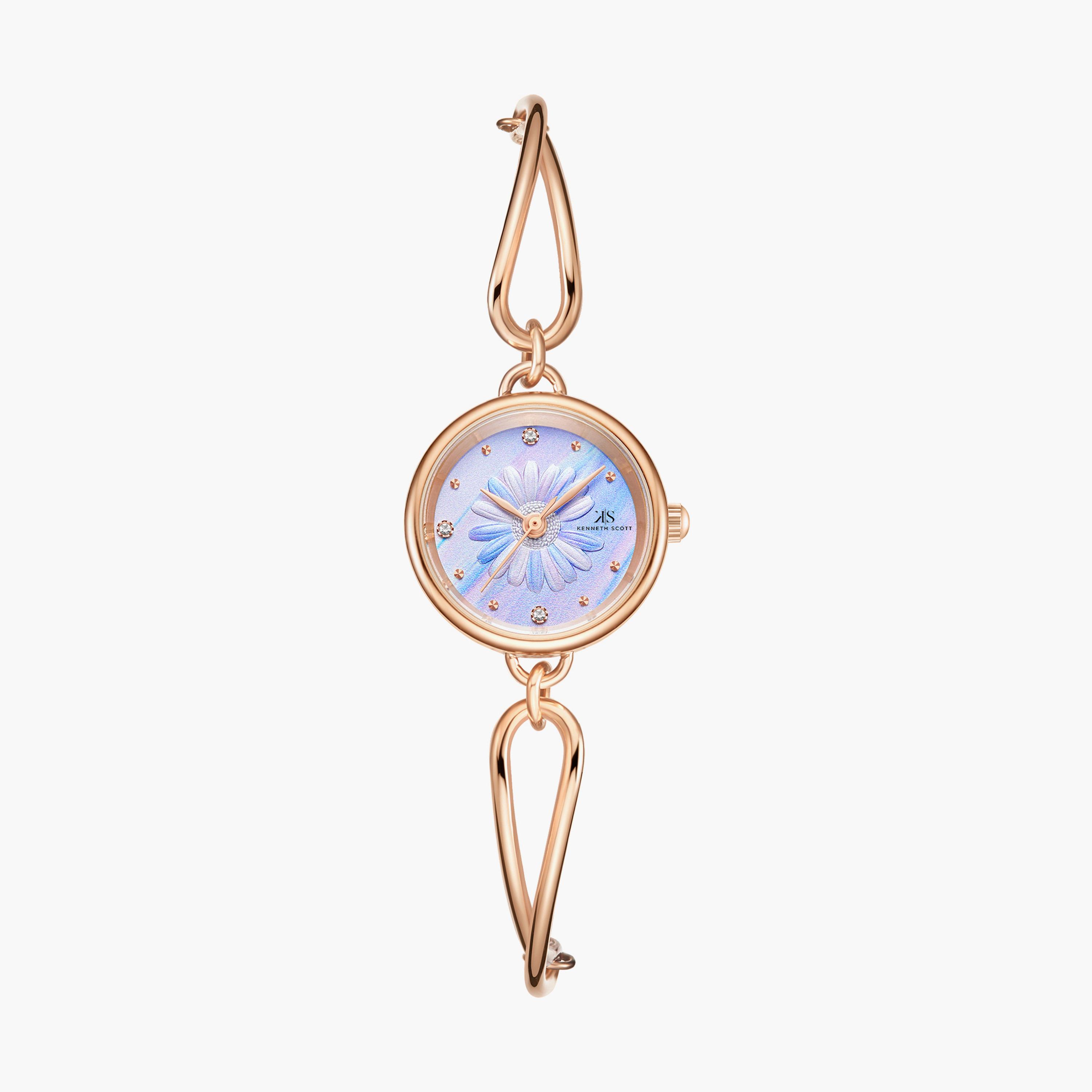ساعة انالوج بسوار الستانلس ستيل بلون ذهبي وردي من كينيث سكوت | K23505-RBKL-women-watchesandjewellery-watches-image-1