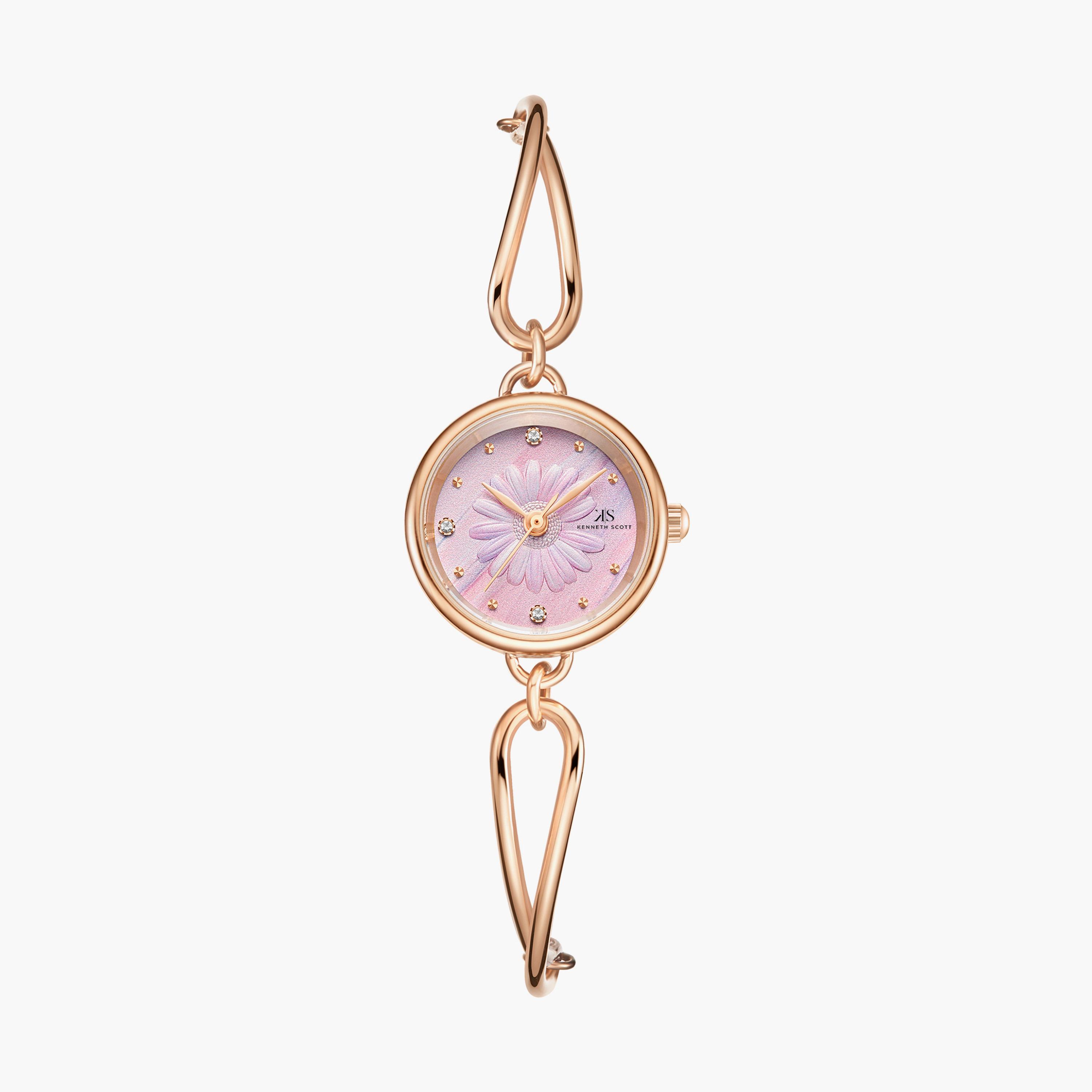 ساعة انالوج بسوار الستانلس ستيل بلون ذهبي وردي من كينيث سكوت | K23505-RBKP-women-watchesandjewellery-watches-image-1