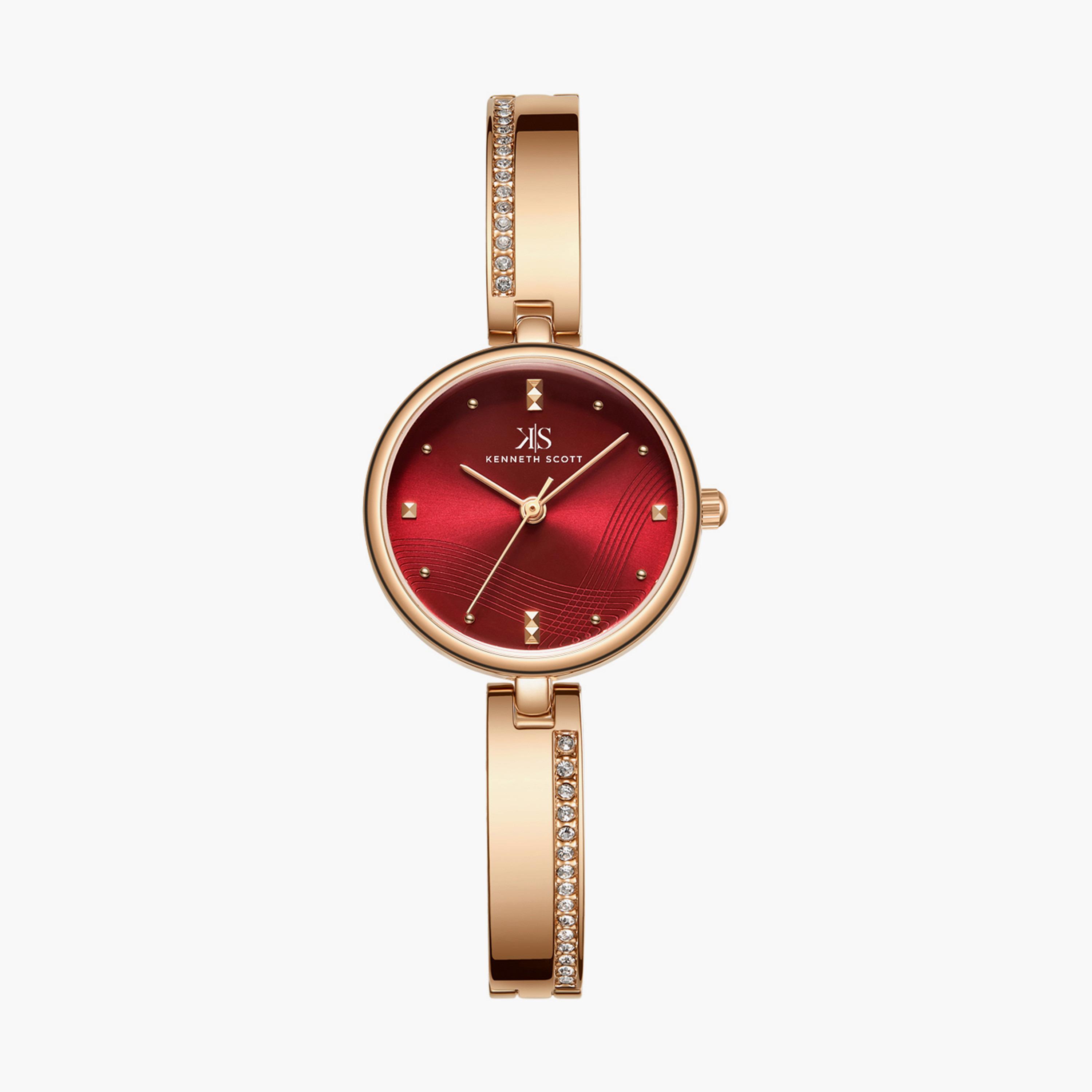 Kenneth Scott Rose Gold Analog Alloy Strap Watch | K23506-RBKR-women-watchesandjewellery-watches-image-1
