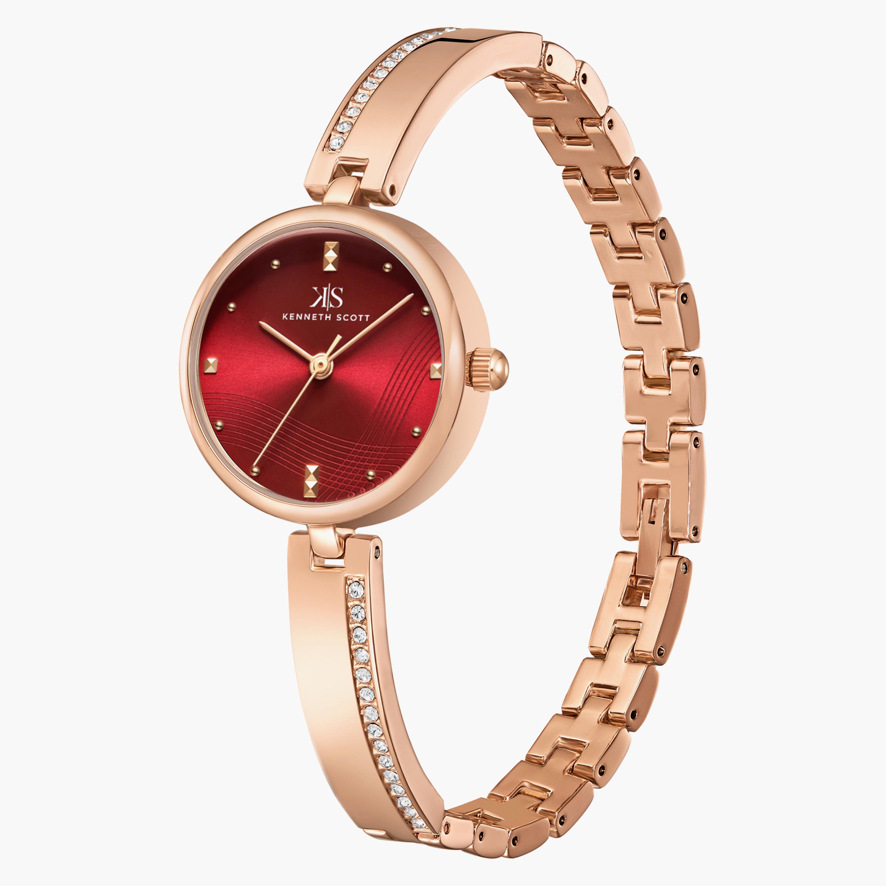 Kenneth Scott Rose Gold Analog Alloy Strap Watch | K23506-RBKR-women-watchesandjewellery-watches-image-2