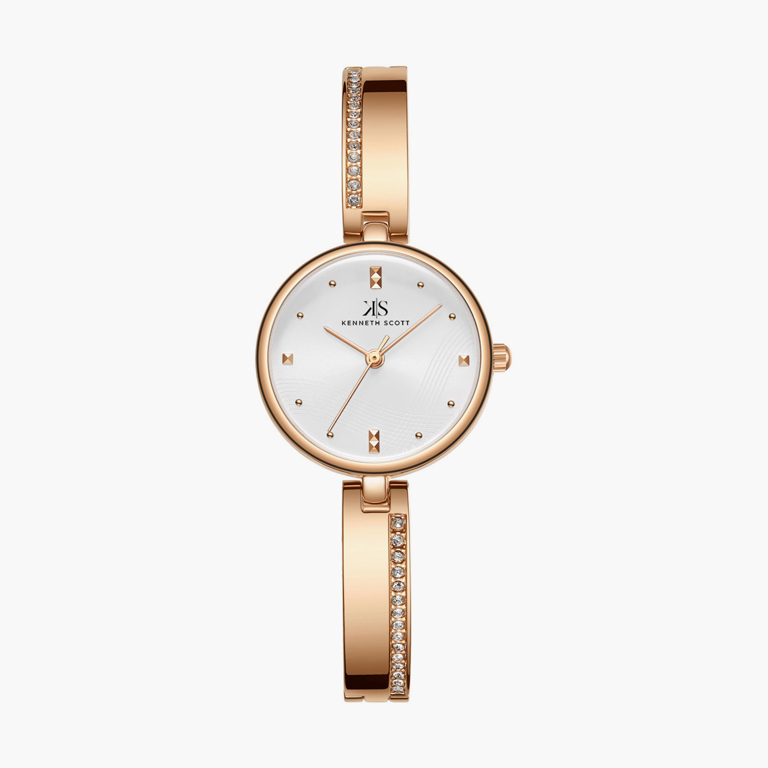 ساعة أنالوج من كينيث سكوت بسوار سبيكة معدني بلون ذهبي وردي | K23506-RBKW-women-watchesandjewellery-watches-image-1
