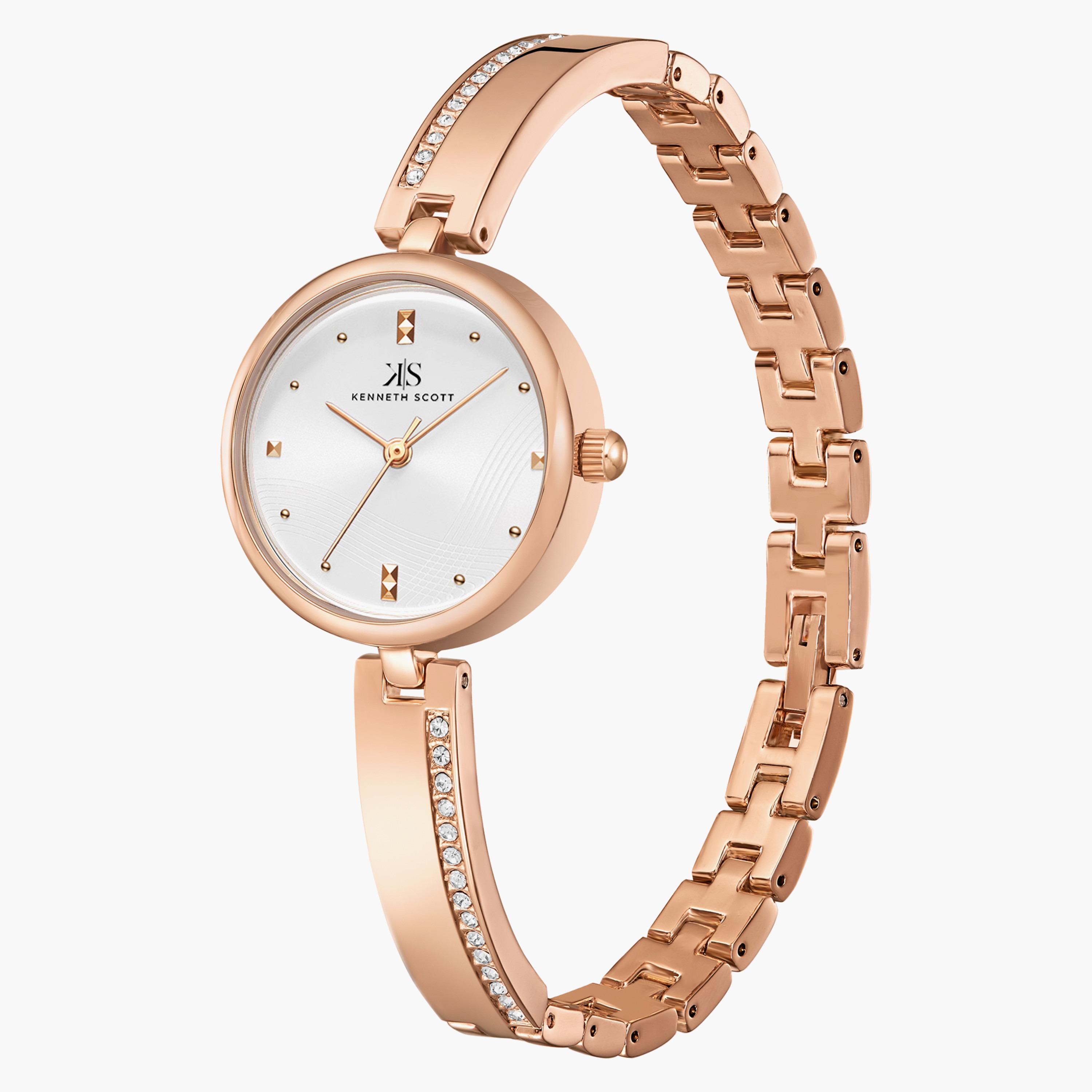 ساعة أنالوج من كينيث سكوت بسوار سبيكة معدني بلون ذهبي وردي | K23506-RBKW-women-watchesandjewellery-watches-image-2