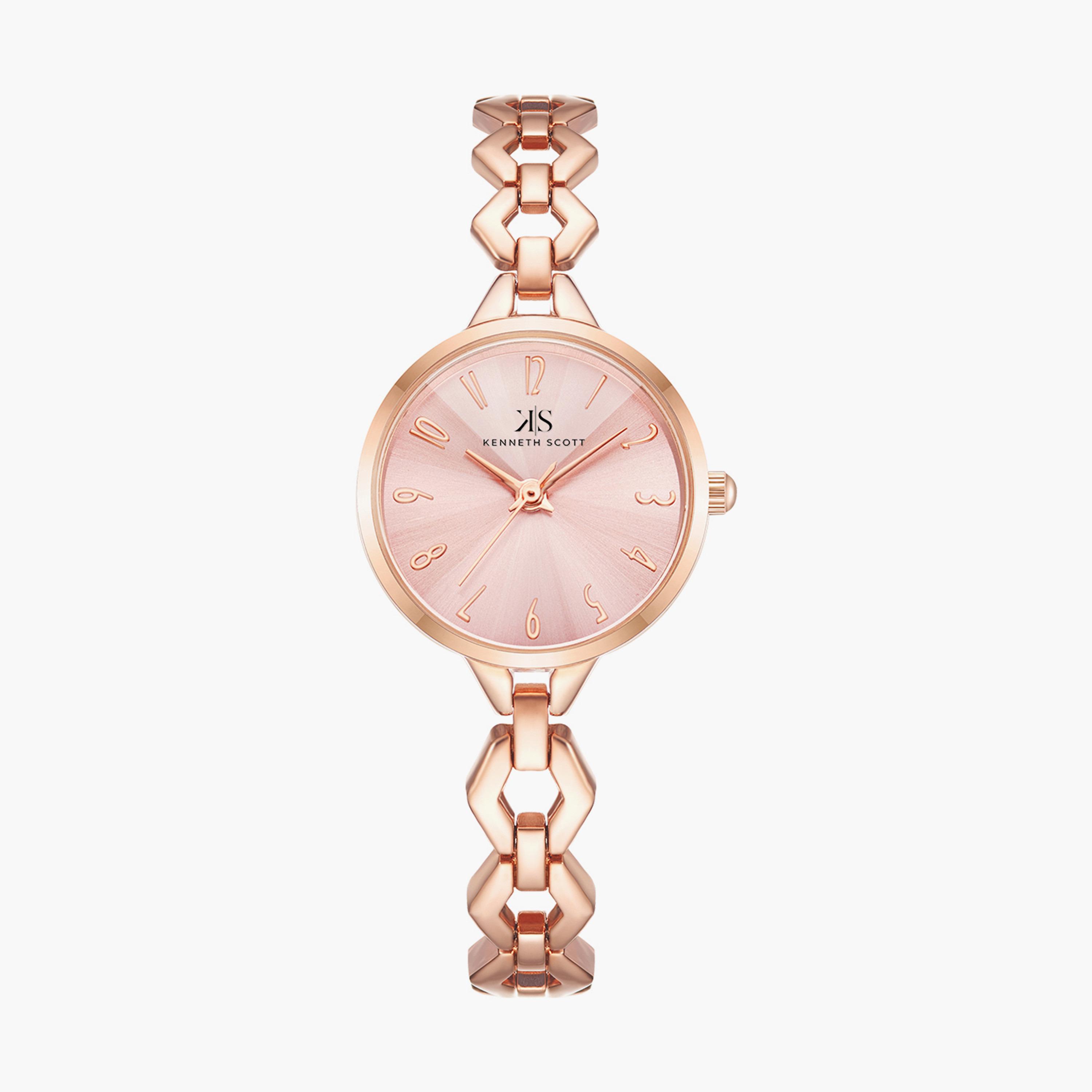 Kenneth Scott Rose Gold Analog Stainless steel Strap Watch | K23508-RBKP-women-watchesandjewellery-watches-image-1