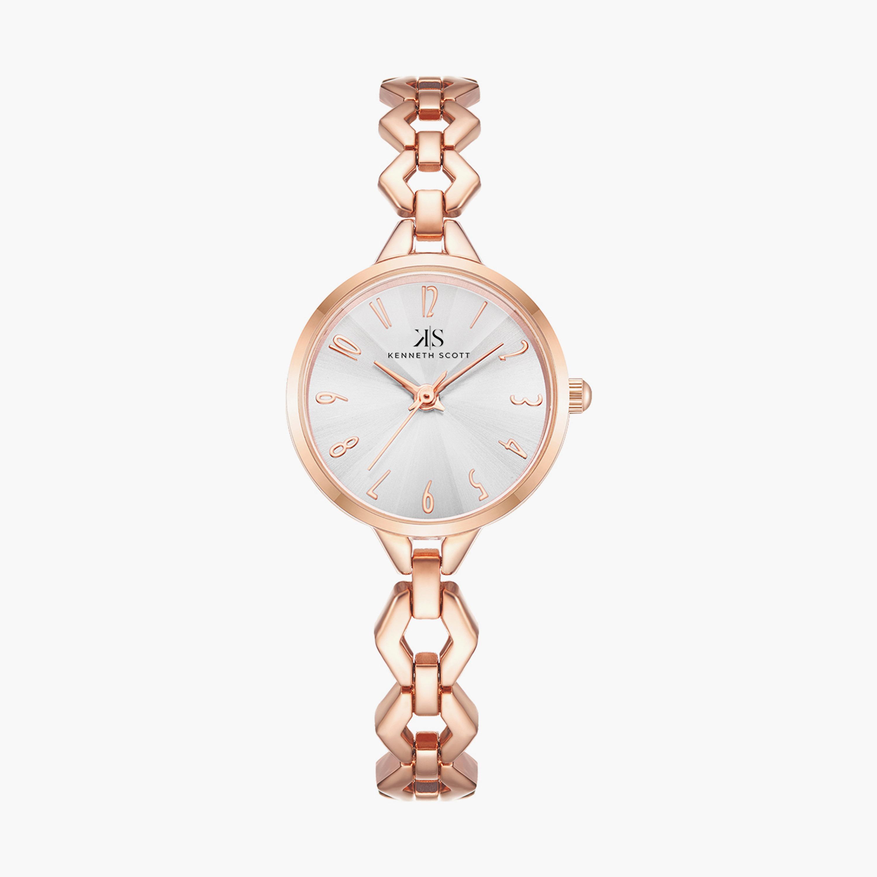 ساعة انالوج بسوار الستانلس ستيل بلون ذهبي وردي من كينيث سكوت | K23508-RBKS-women-watchesandjewellery-watches-image-1