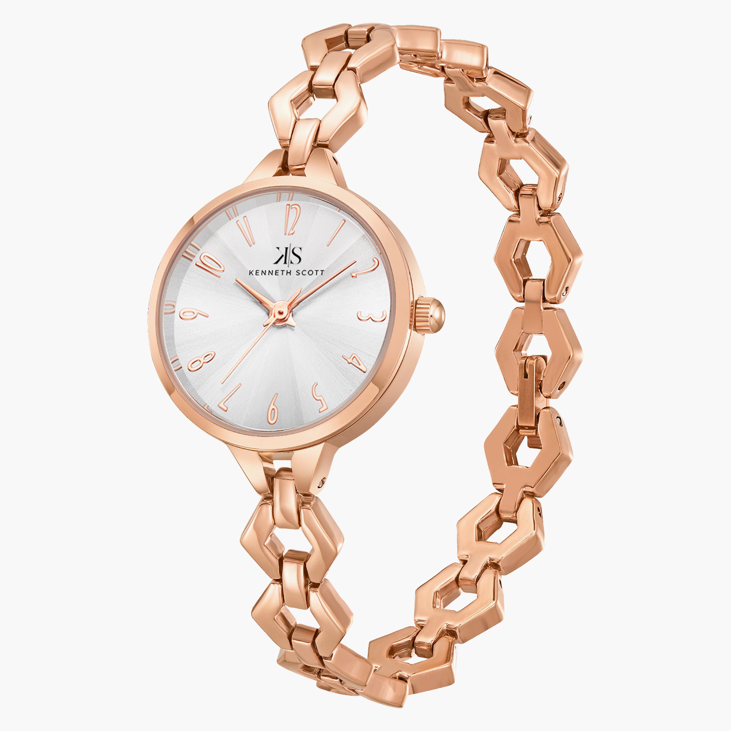 ساعة انالوج بسوار الستانلس ستيل بلون ذهبي وردي من كينيث سكوت | K23508-RBKS-women-watchesandjewellery-watches-image-2