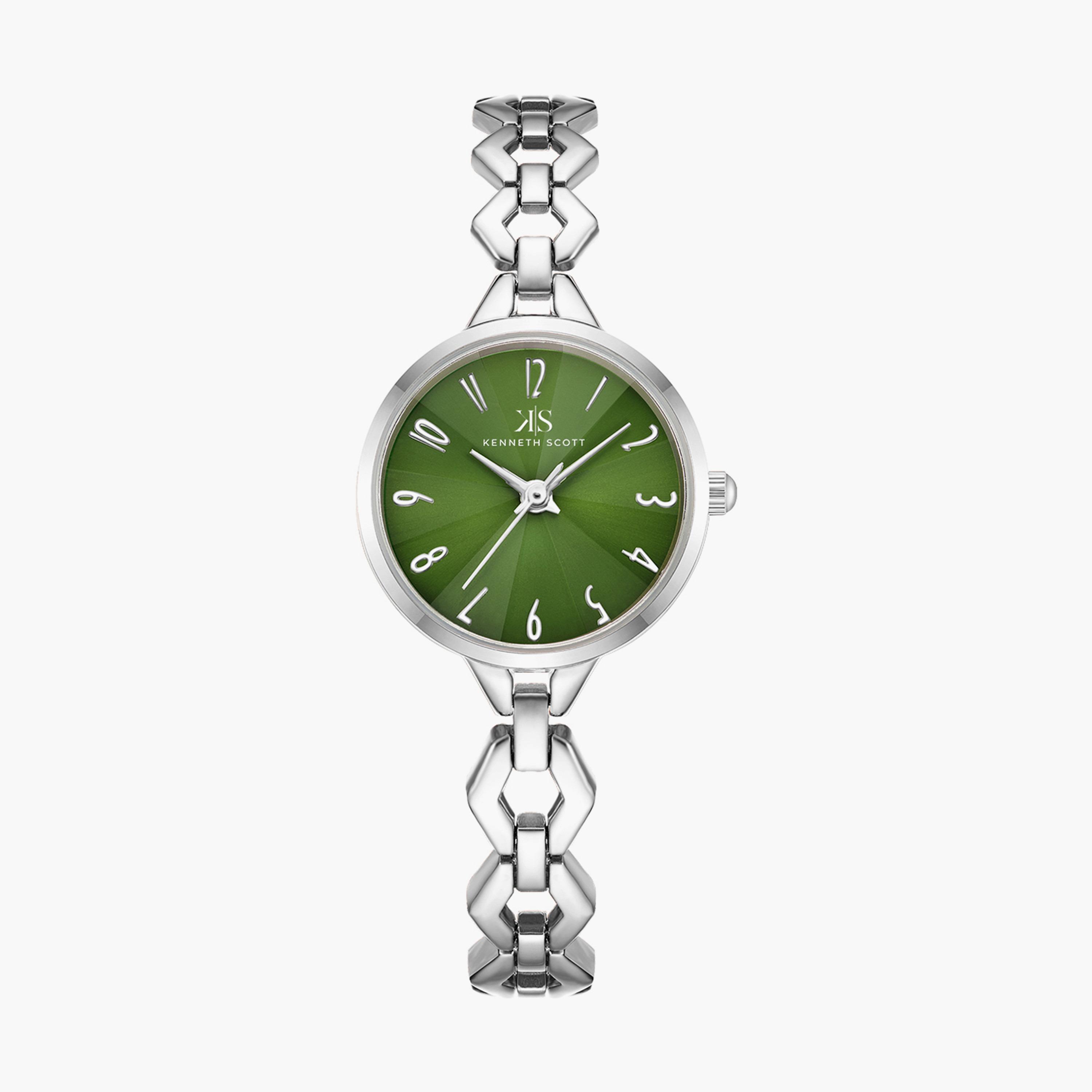 Kenneth Scott Silver Analog Stainless Steel Strap Watch | K23508-SBSG | 28 MM-women-watchesandjewellery-watches-image-1