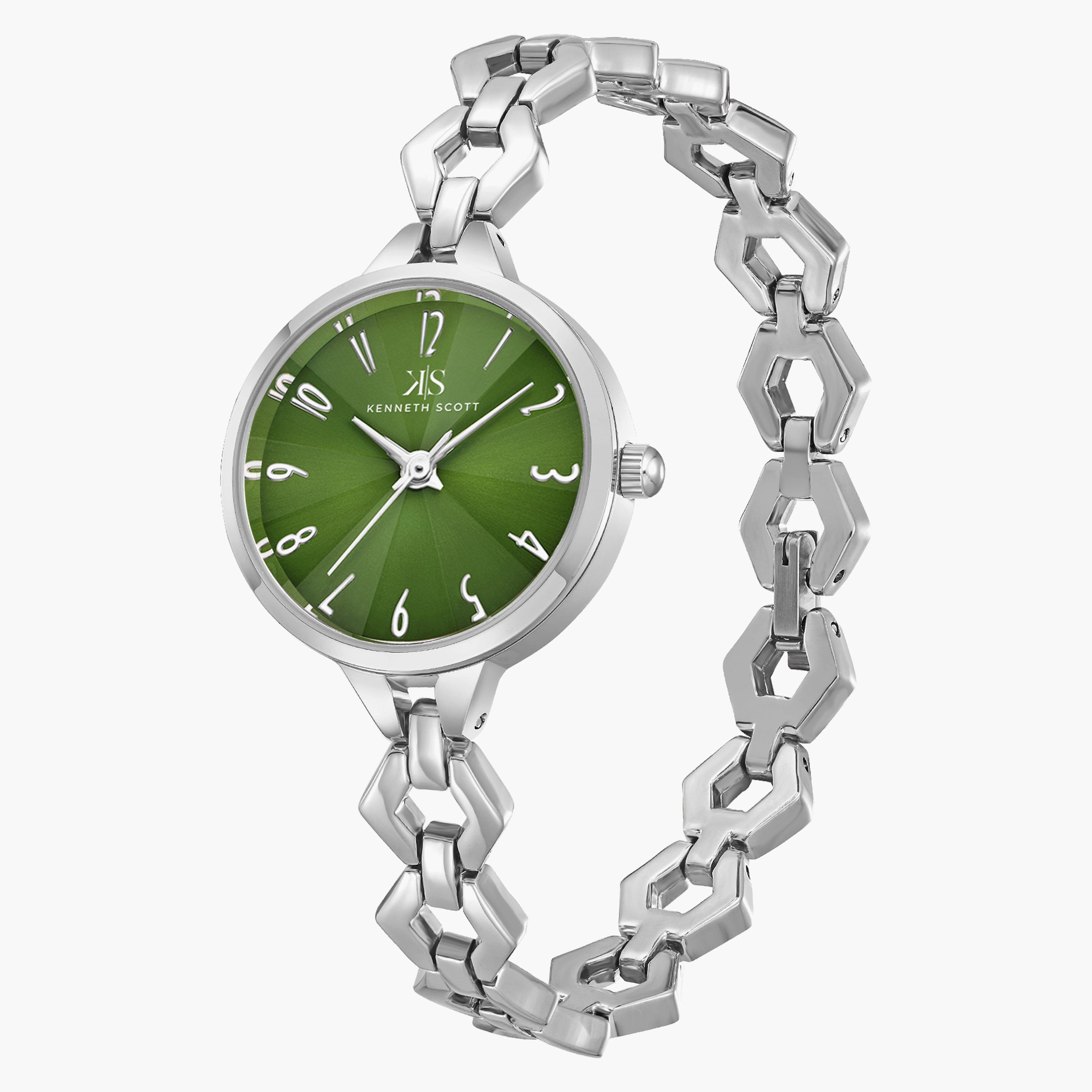 Kenneth Scott Silver Analog Stainless Steel Strap Watch | K23508-SBSG | 28 MM-women-watchesandjewellery-watches-image-2