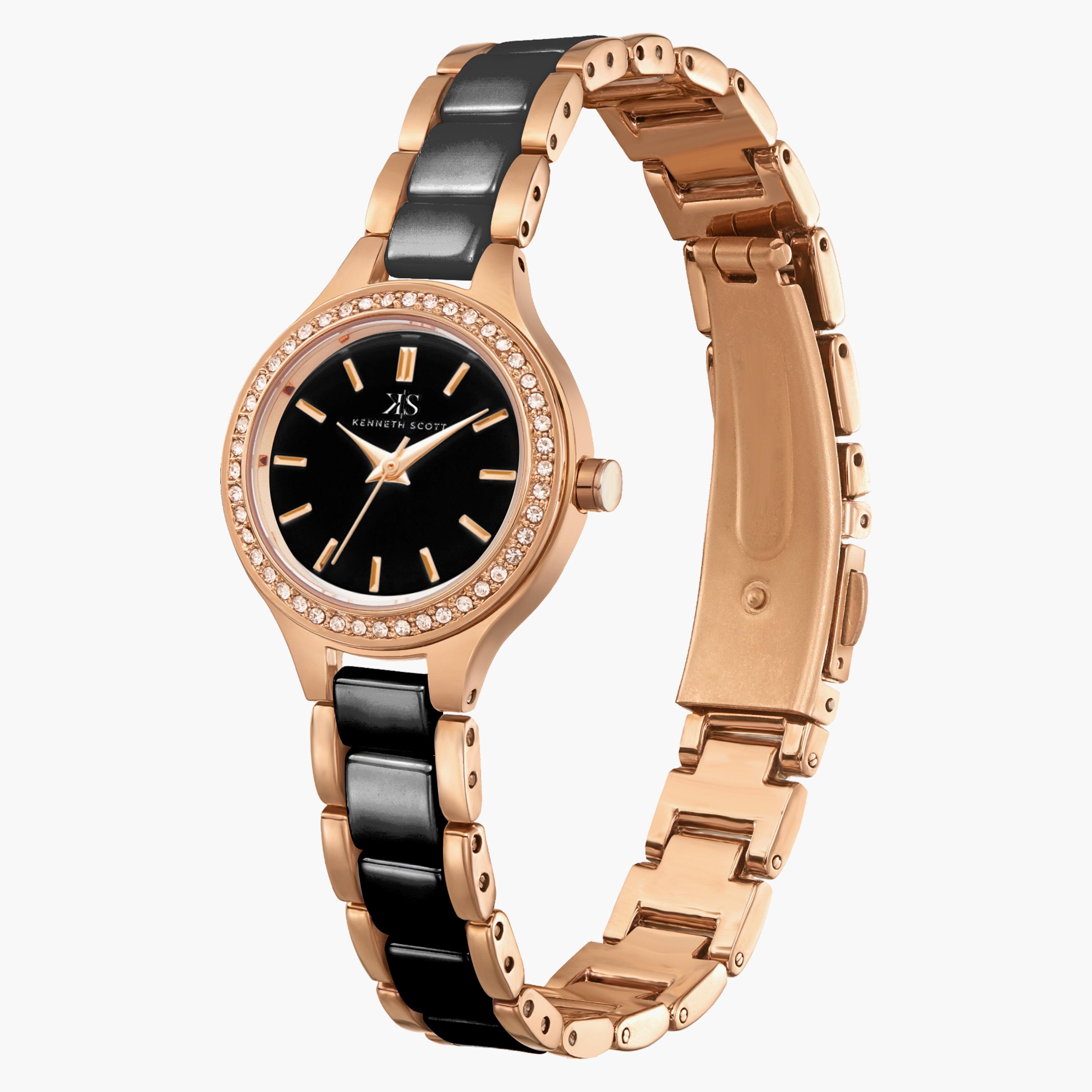 Kenneth Scott Black Analog Alloy Strap Watch | K23509-KCBB-women-watchesandjewellery-watches-image-2