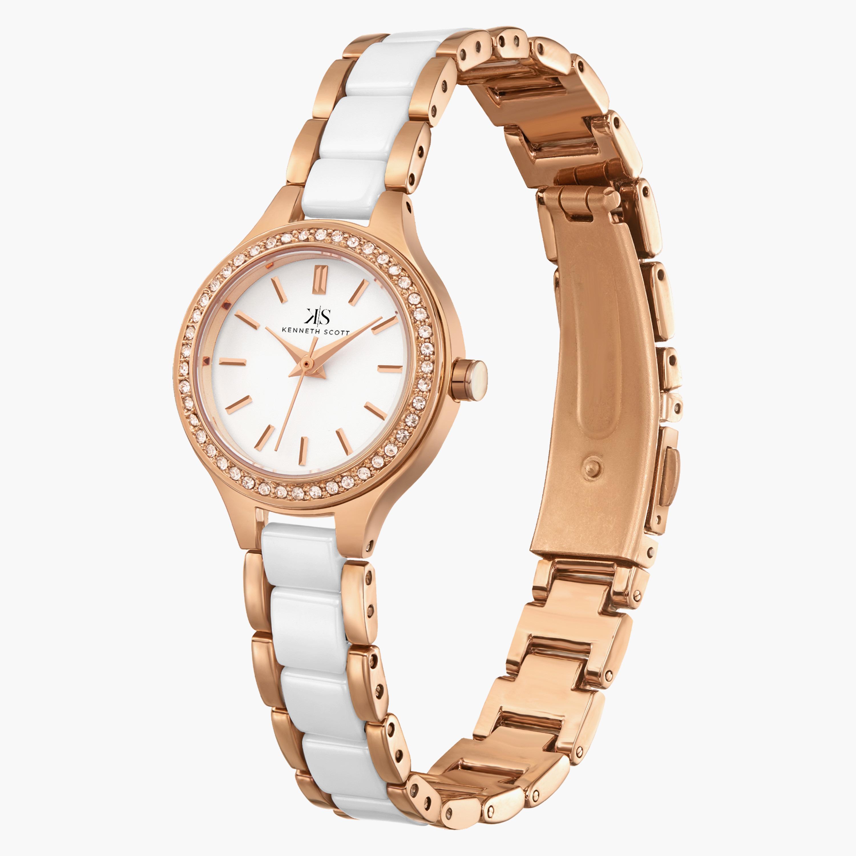 ساعة من كينيث سكوت بسوار سبيكة معدني أبيض اللون | K23509-KCWW-women-watchesandjewellery-watches-image-2