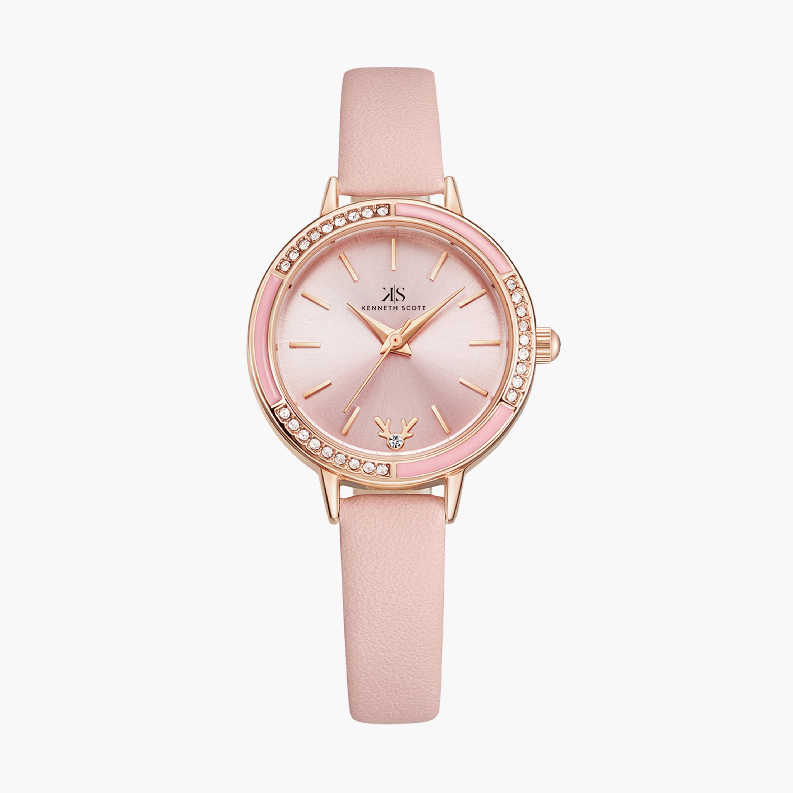 Kenneth Scott Pink Analog PU Strap Watch | K23511-RLPP | 28 MM-women-watchesandjewellery-watches-image-1
