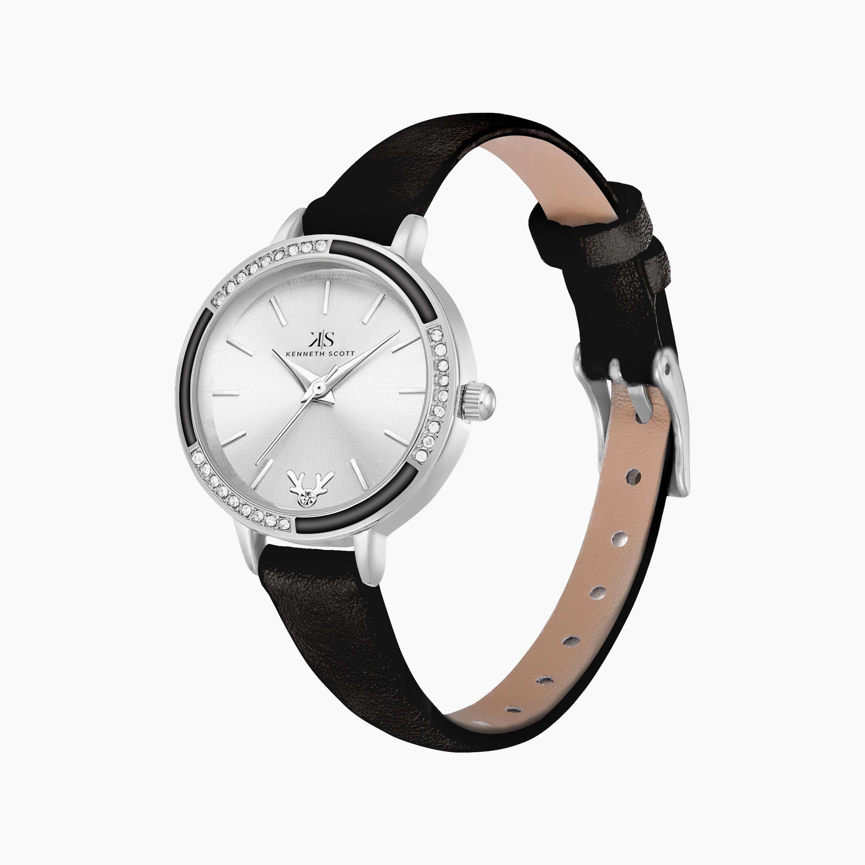 ساعة من كينيث سكوت بسوار بي يو معدني أسود اللون | K23511-SLBS-women-watchesandjewellery-watches-image-2