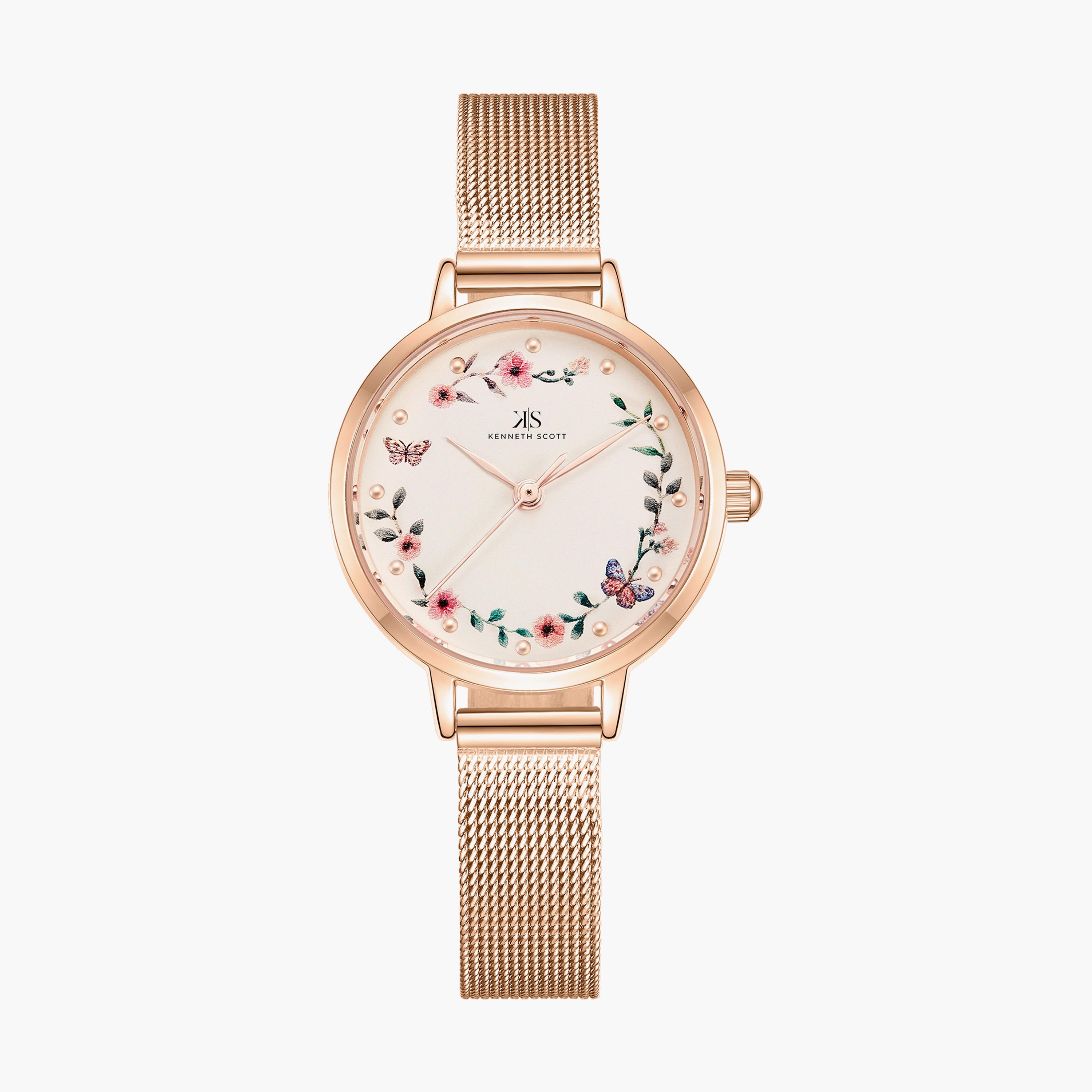 Kenneth Scott Rose Gold Analog Stainless steel Strap Watch | K23512-RMKF-women-watchesandjewellery-watches-image-1