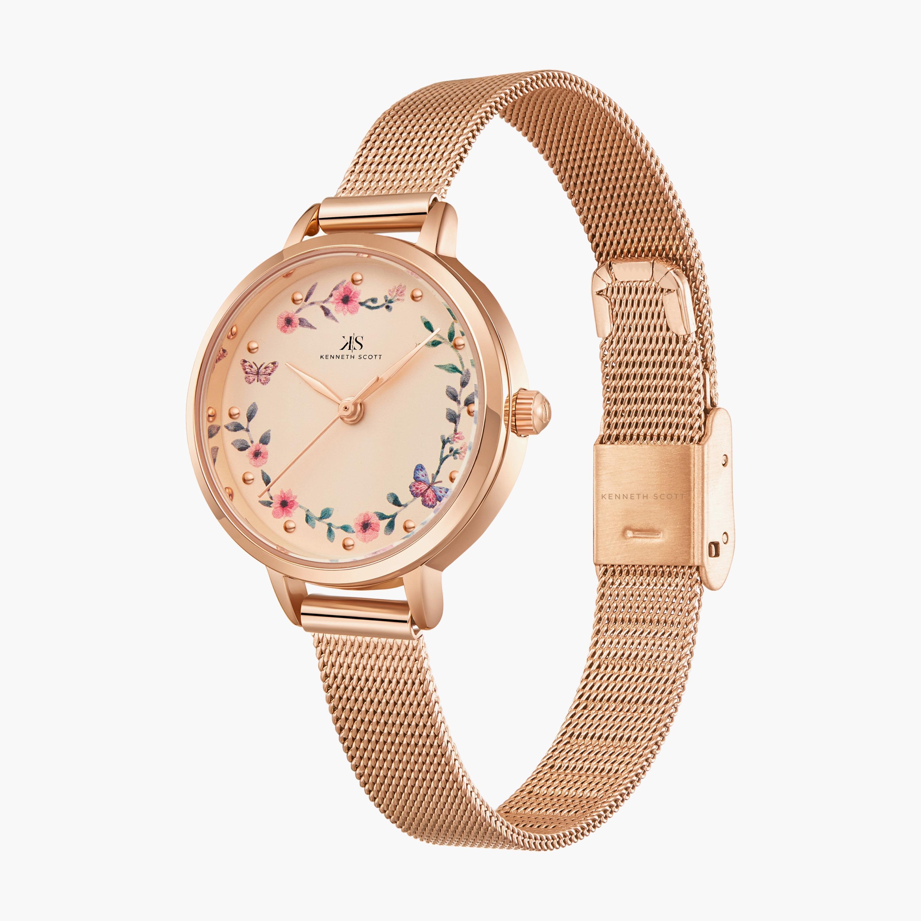 Kenneth Scott Rose Gold Analog Stainless steel Strap Watch | K23512-RMKF-women-watchesandjewellery-watches-image-2