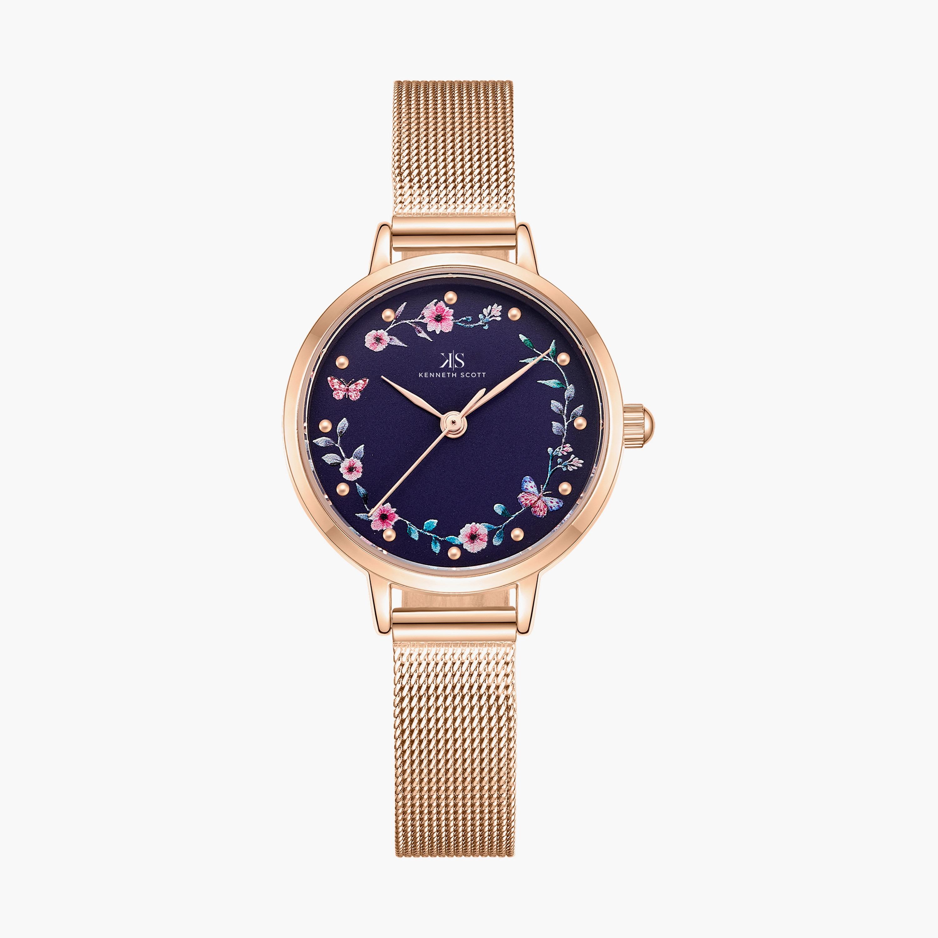 Kenneth Scott Rose Gold Analog Stainless steel Strap Watch | K23512-RMKN-women-watchesandjewellery-watches-image-1